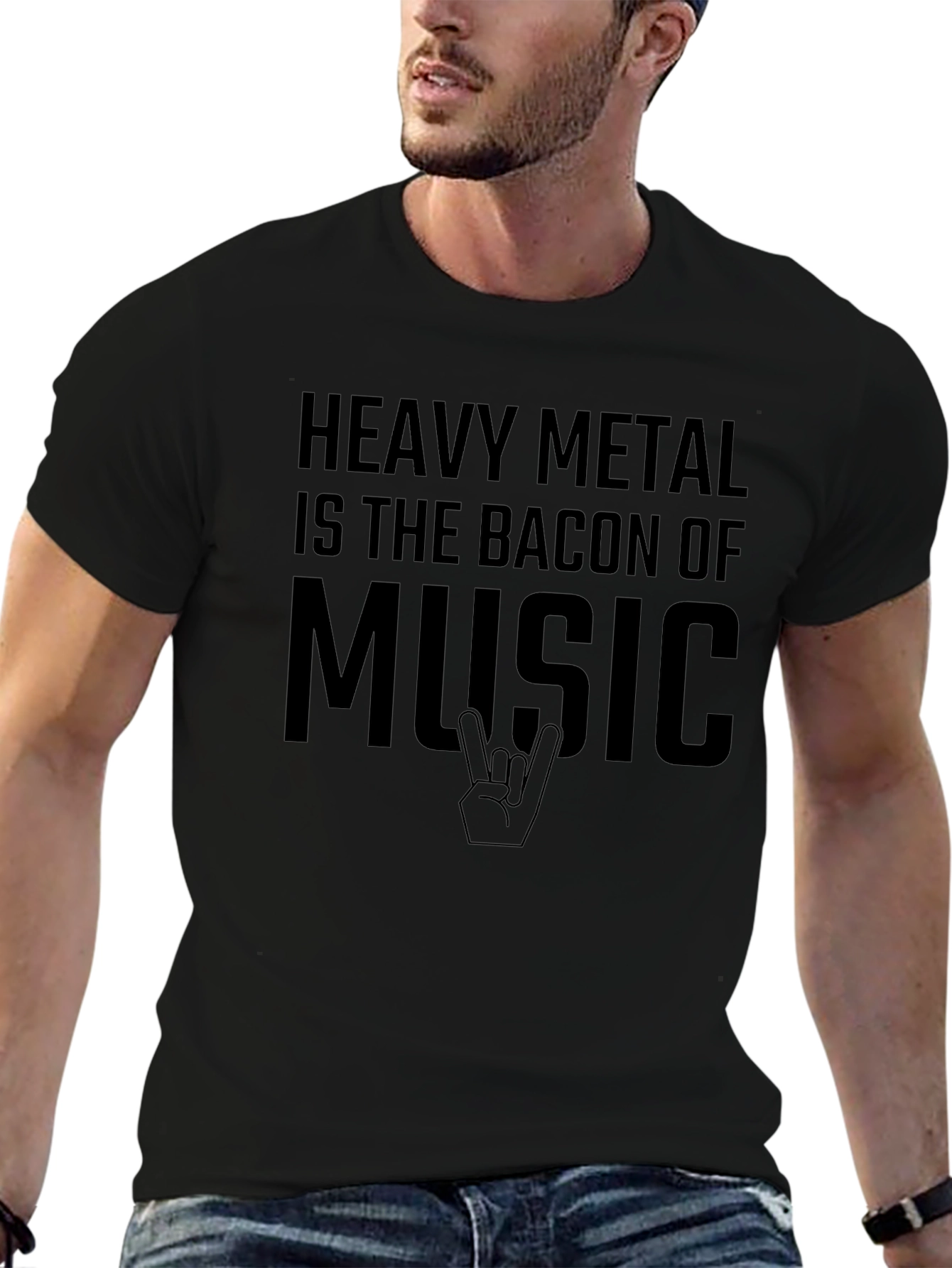 Heavy Metal Bacon Music T-Shirt - Black