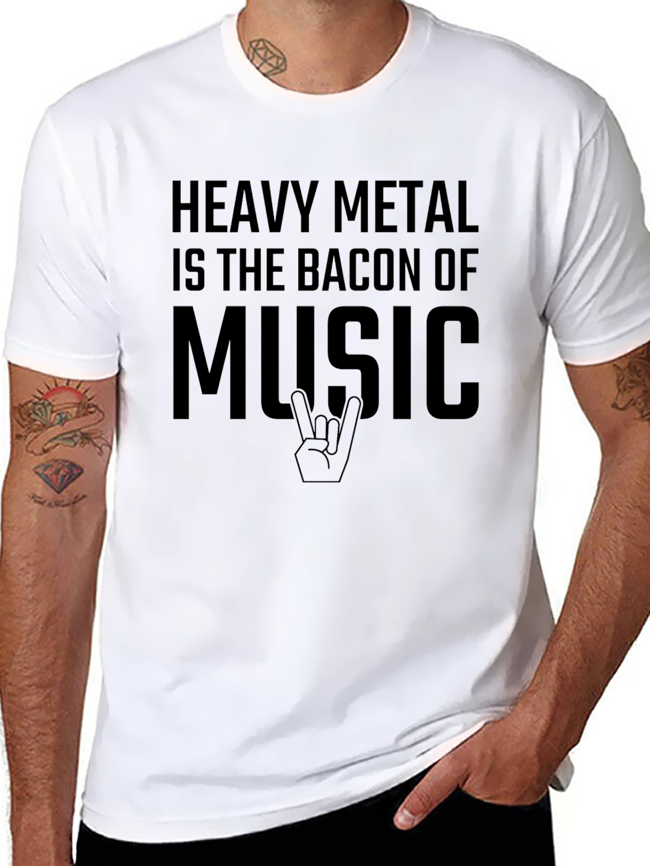 Heavy Metal Bacon Music T-Shirt - Black