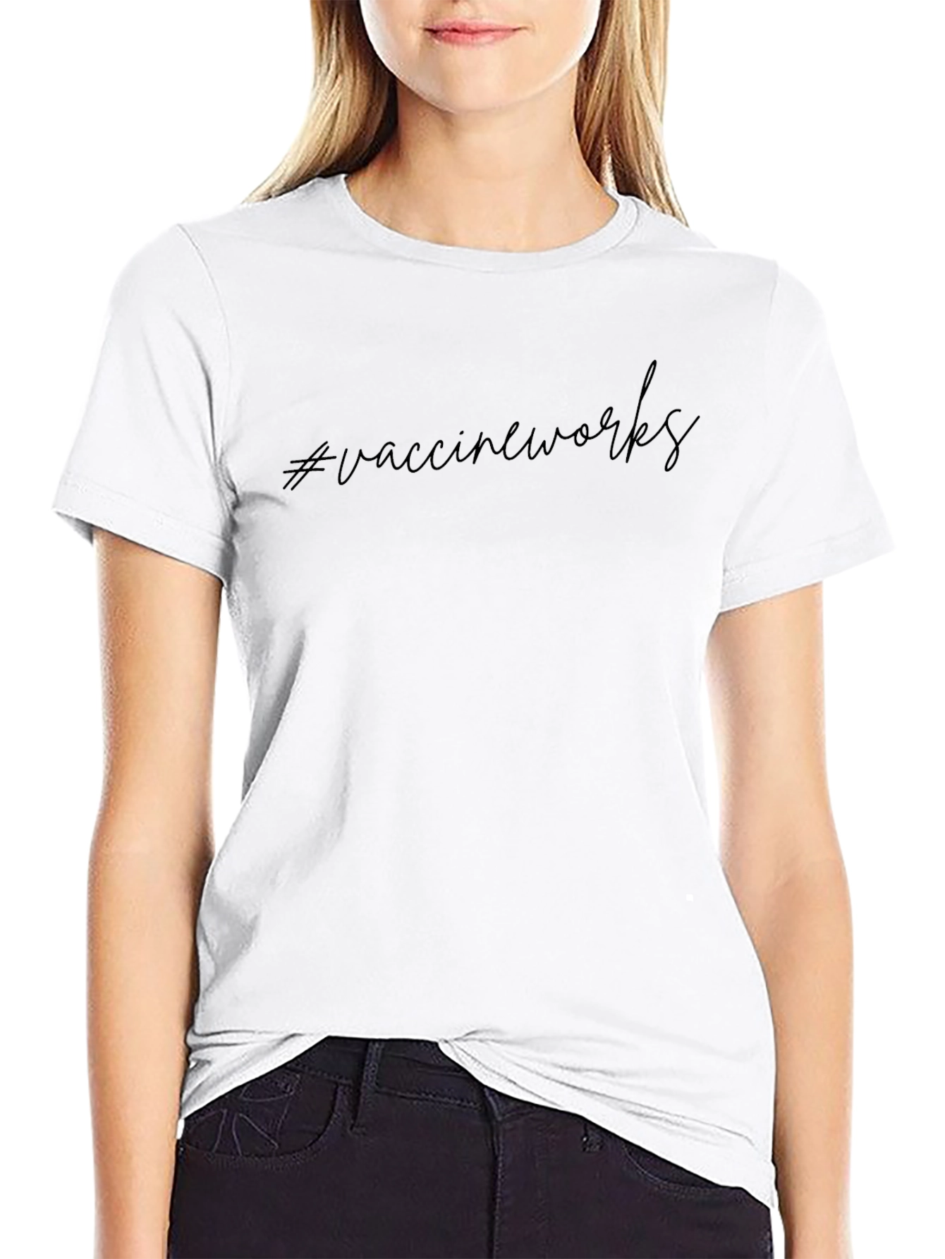 #vaccineworks Graphic T-Shirt - Black Crew Neck Tee