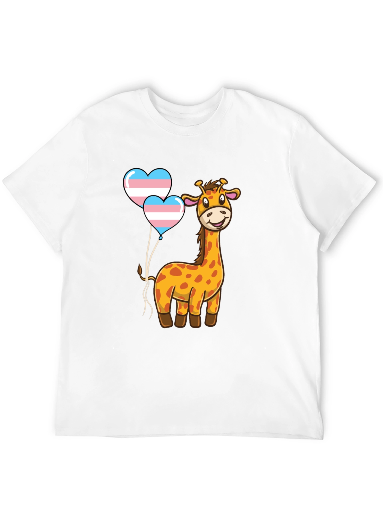 Giraffe & Trans Pride Heart Balloons Black T-Shirt