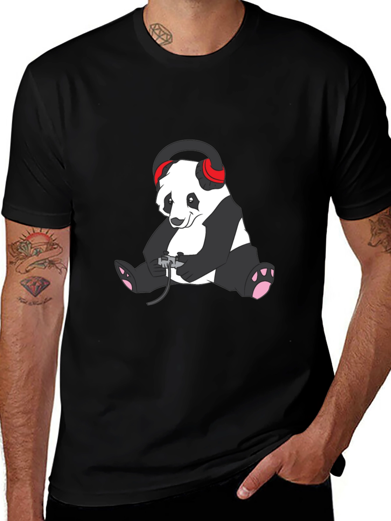 Gamer Panda T-Shirt - Black