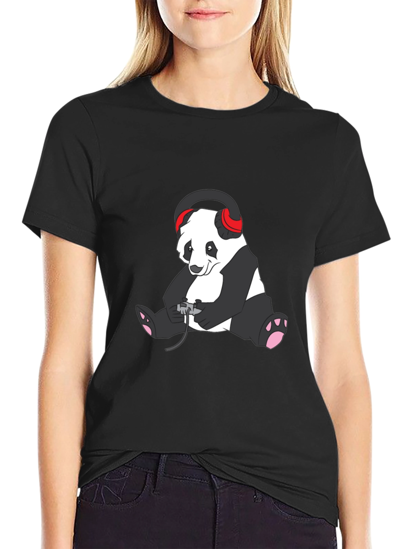 Gamer Panda T-Shirt - Black