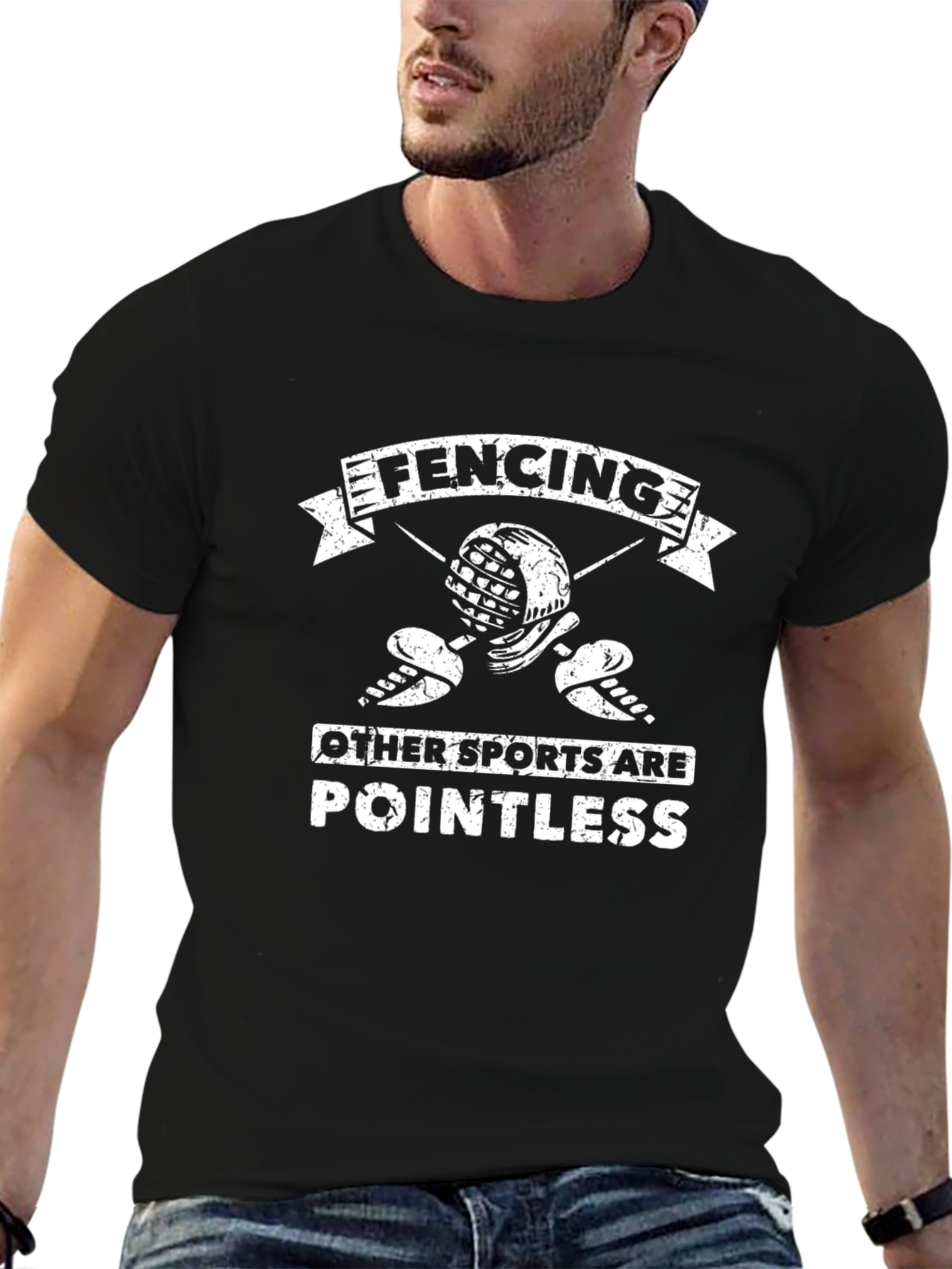 Fencing Pointless Sports Black Graphic Tee
