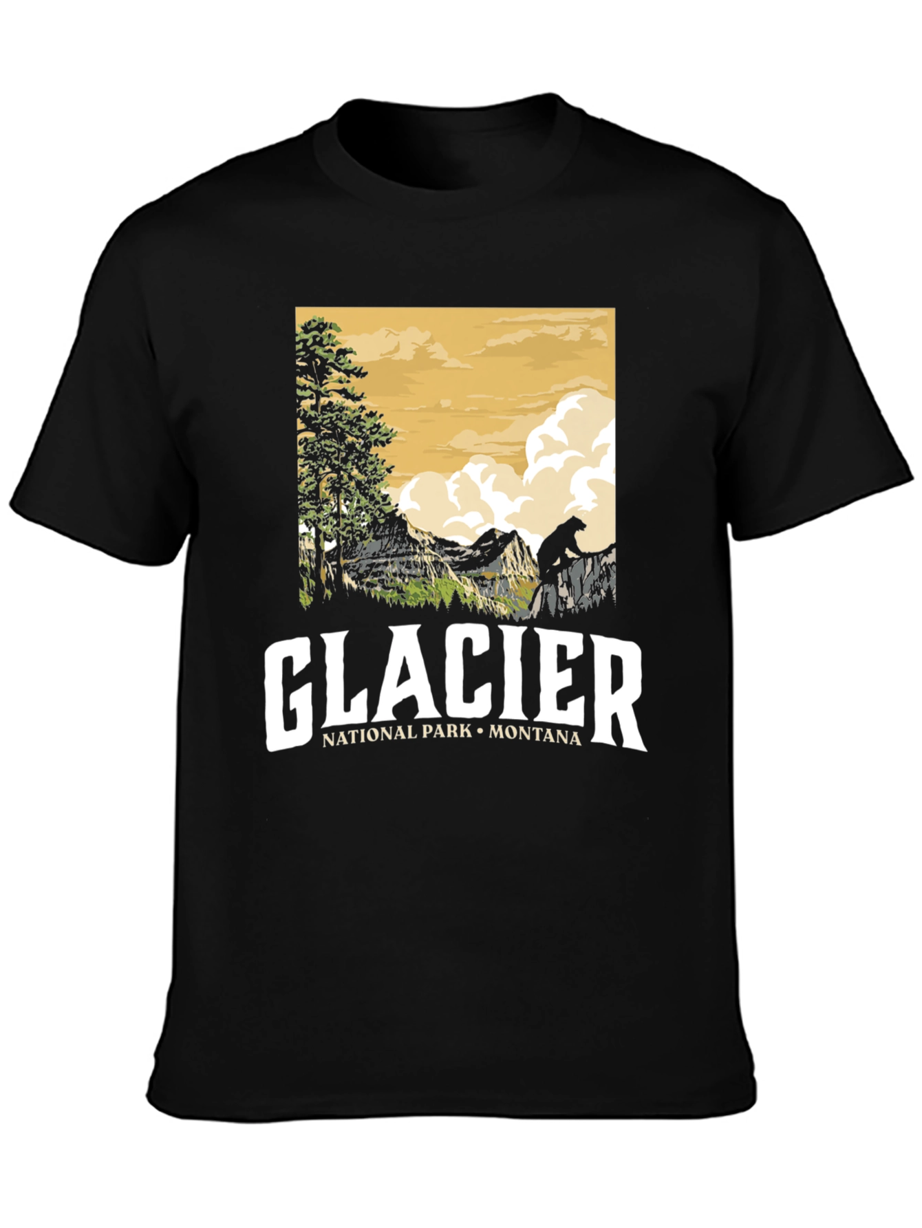 Glacier National Park Montana Black T-Shirt
