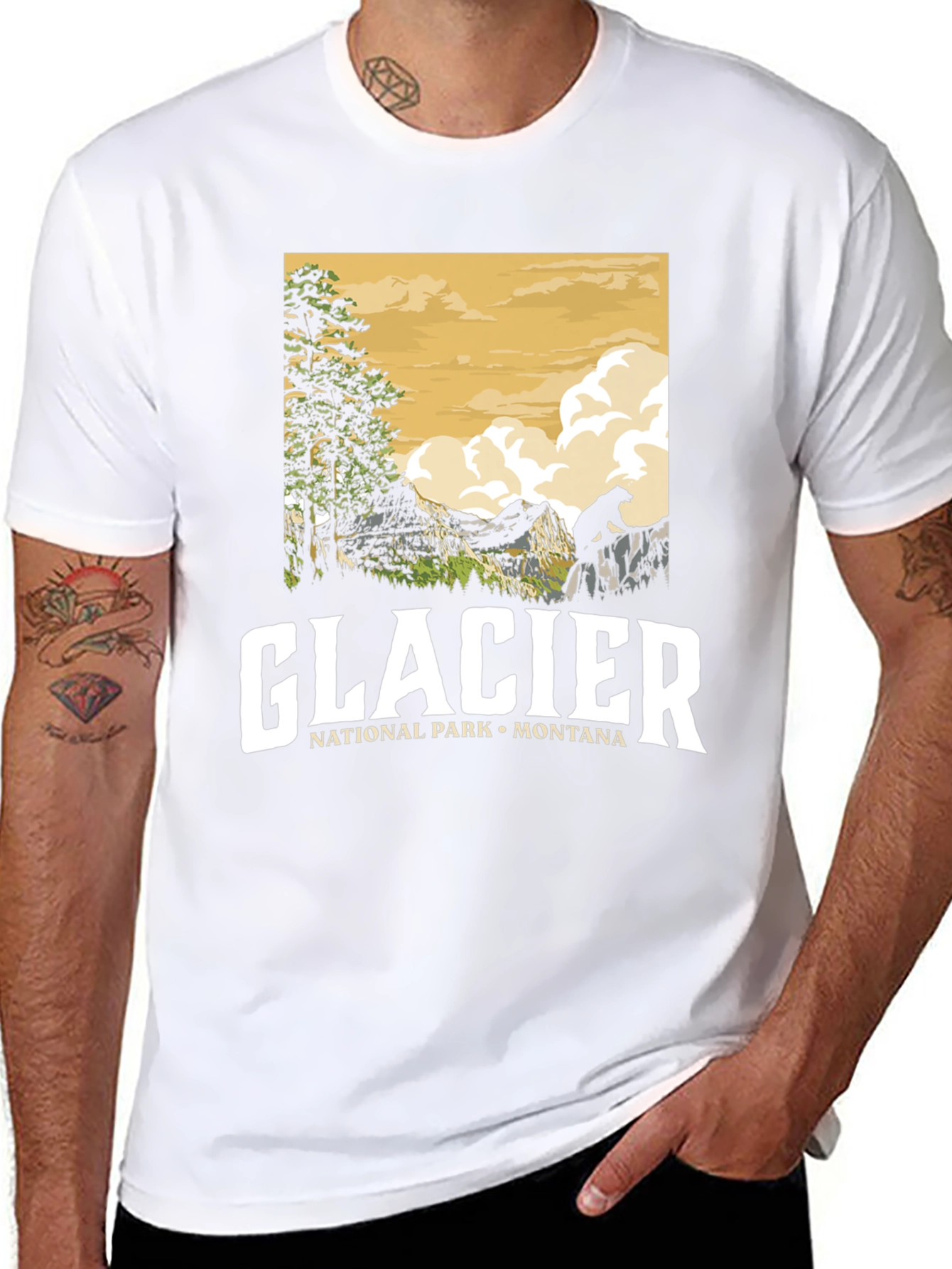 Glacier National Park Montana Black T-Shirt
