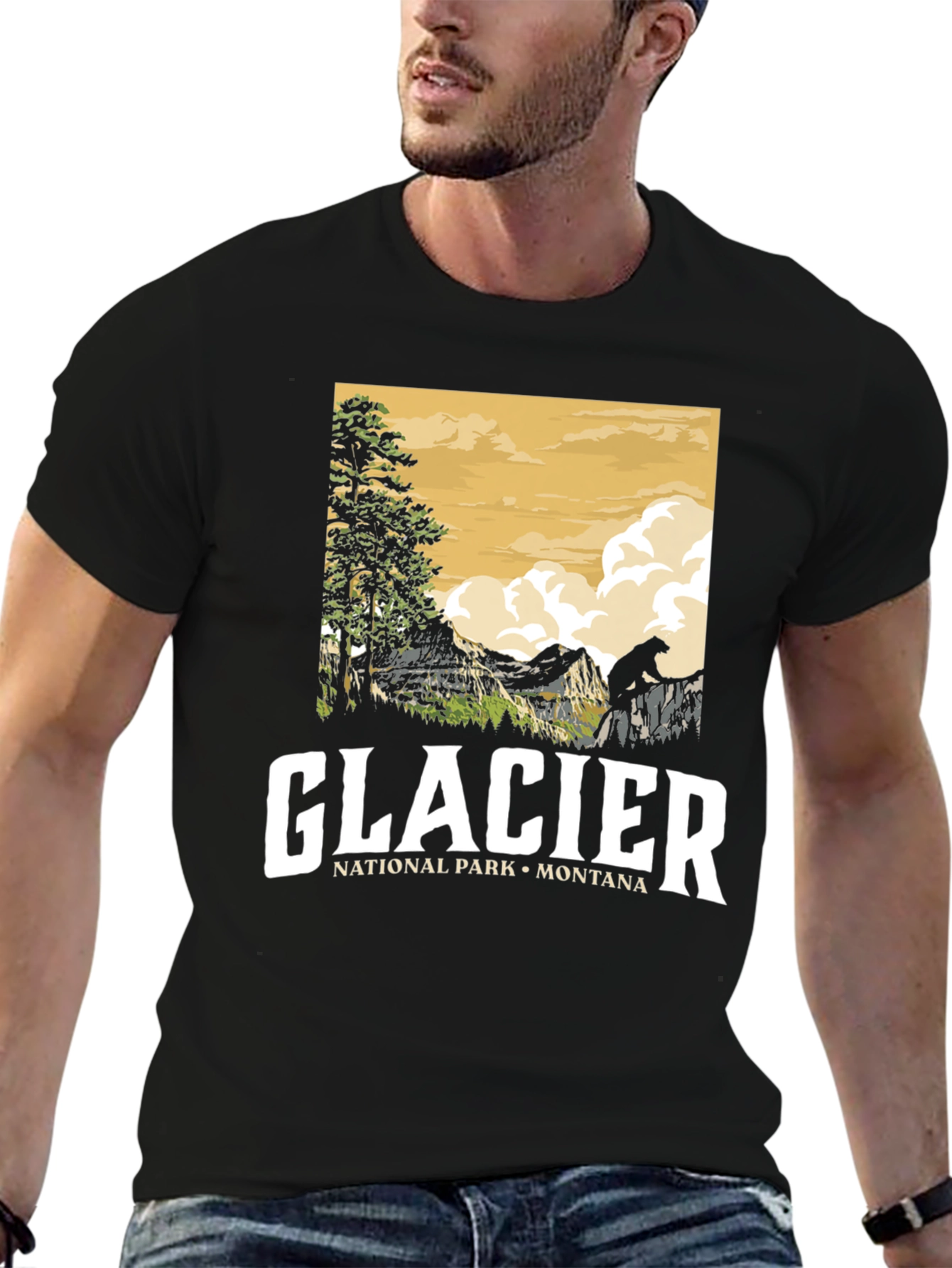 Glacier National Park Montana Black T-Shirt