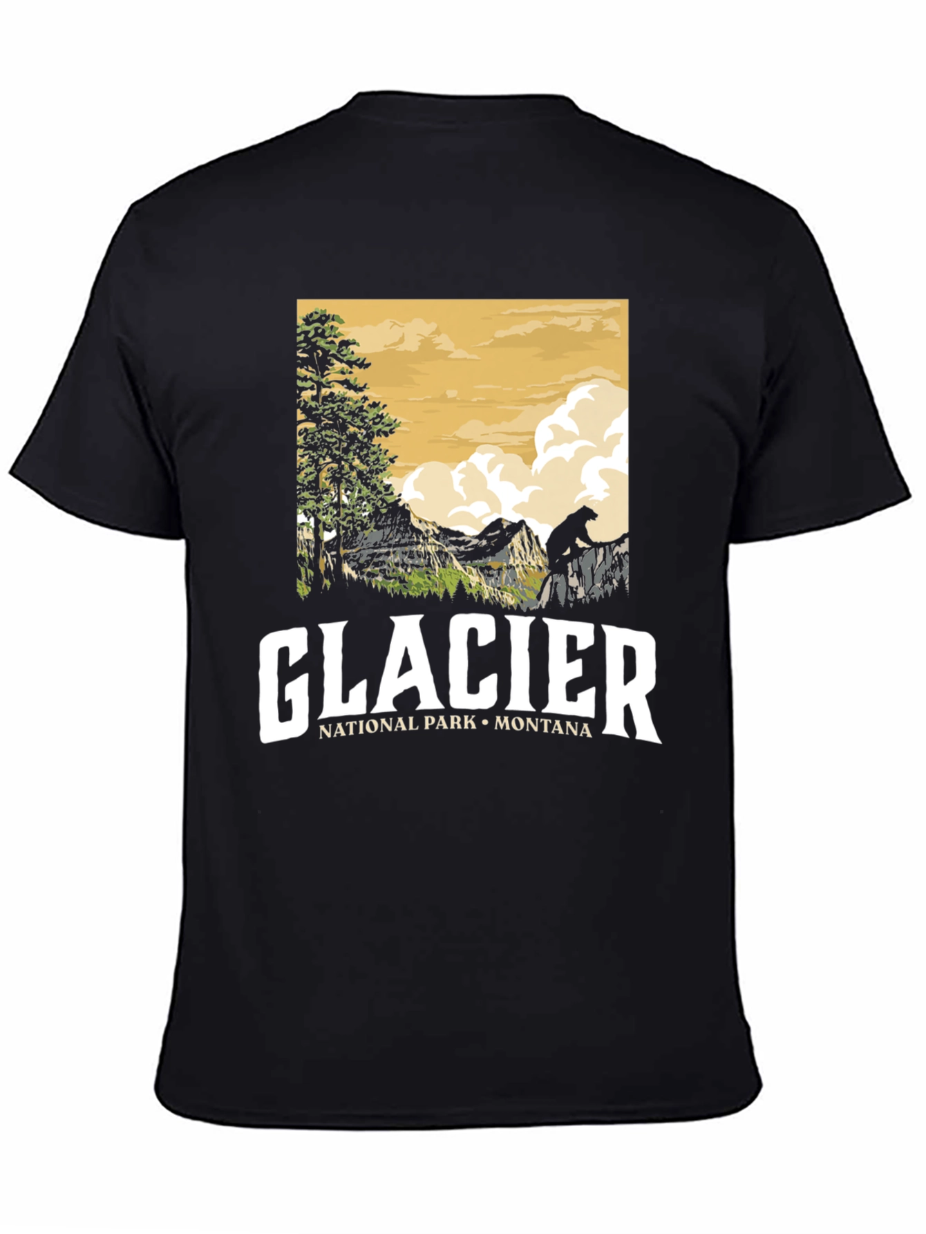 Glacier National Park Montana Black T-Shirt