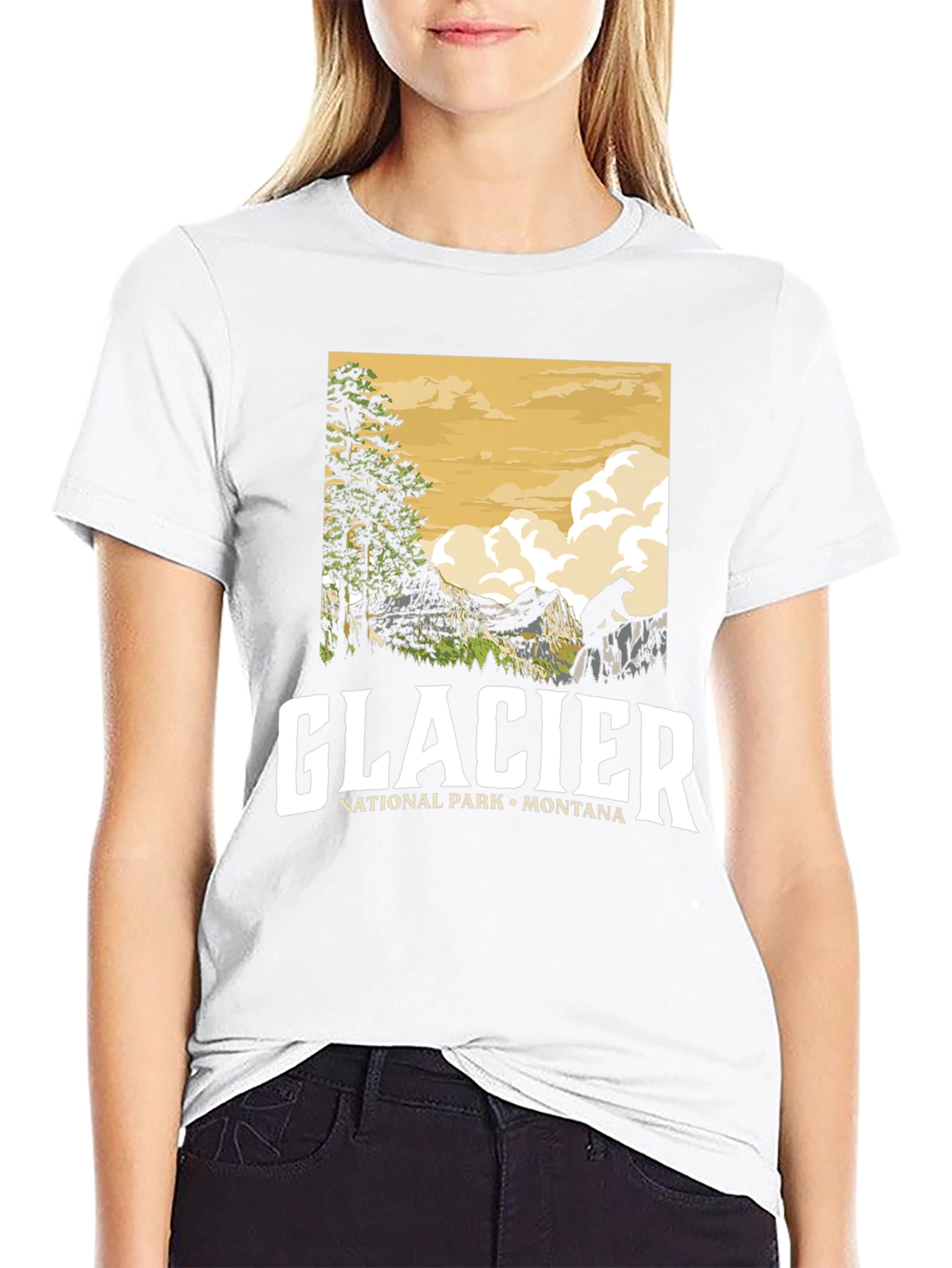 Glacier National Park Montana Black T-Shirt