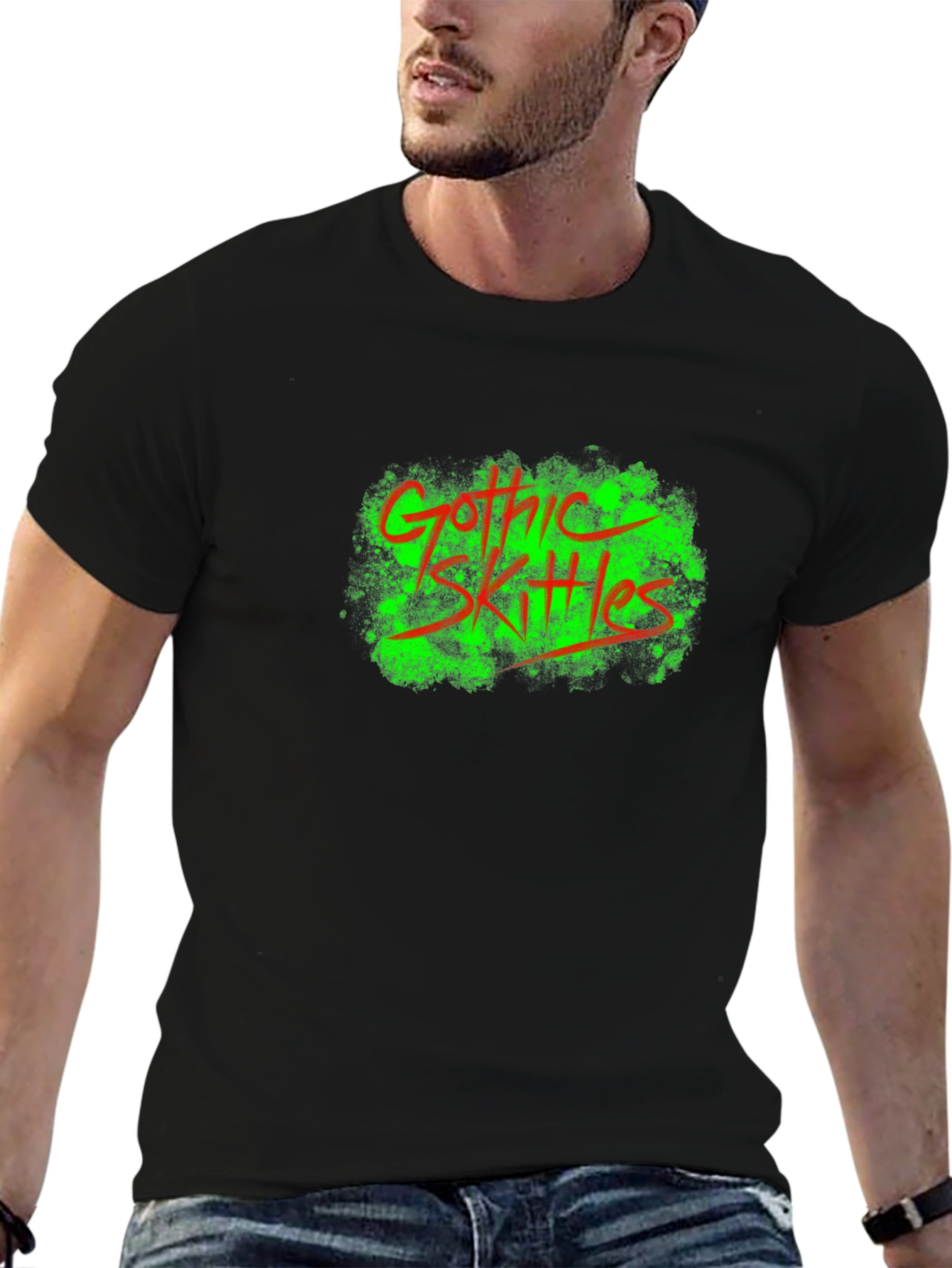Gothic Skittles Graphic Tee - Black Cotton T-Shirt