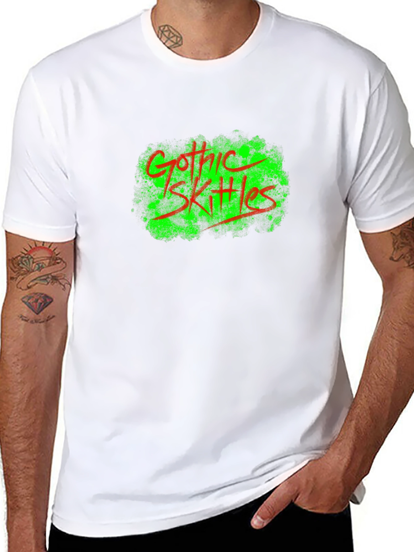 Gothic Skittles Graphic Tee - Black Cotton T-Shirt