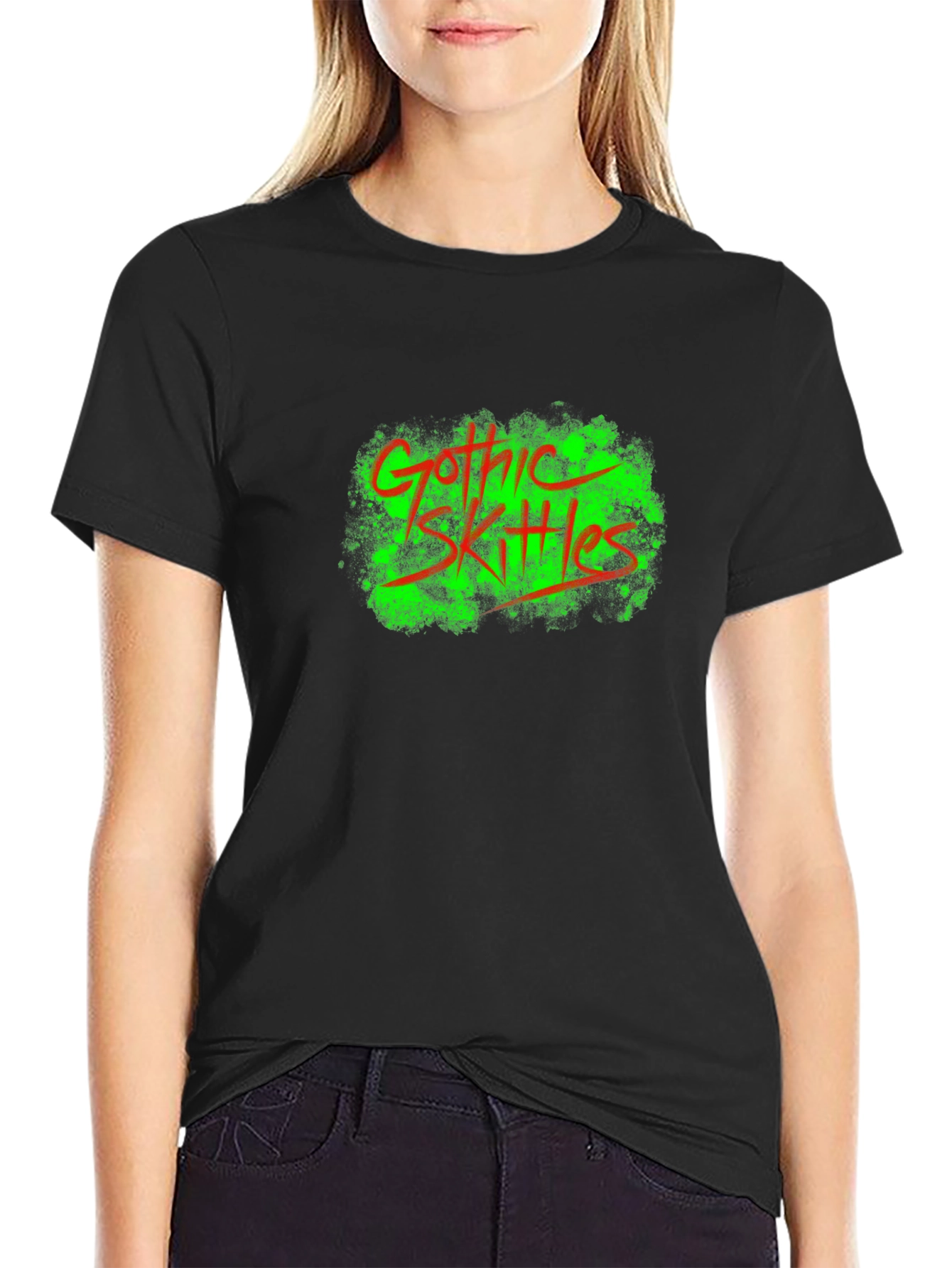 Gothic Skittles Graphic Tee - Black Cotton T-Shirt