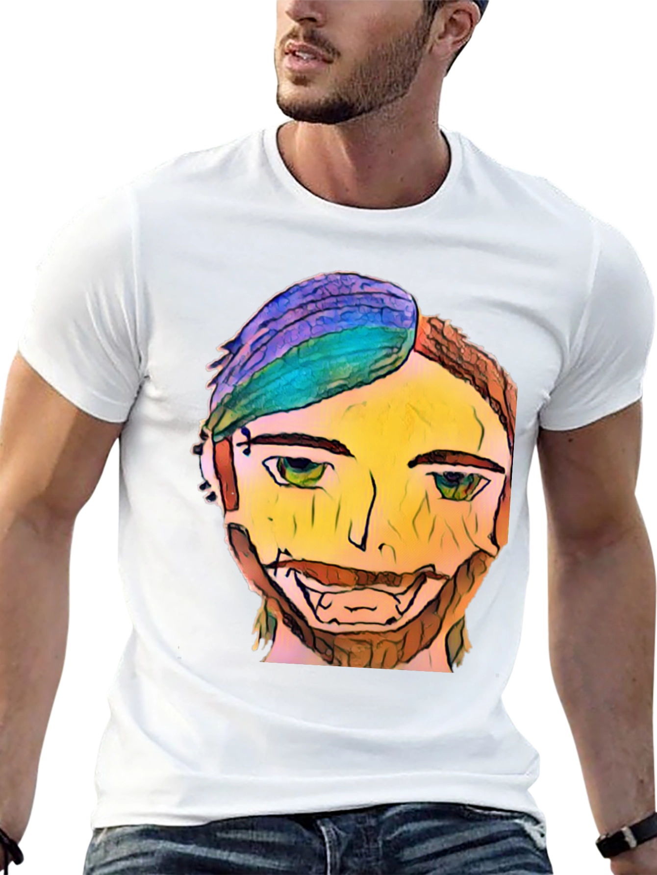 Abstract Face Graphic T-Shirt - Unique Design