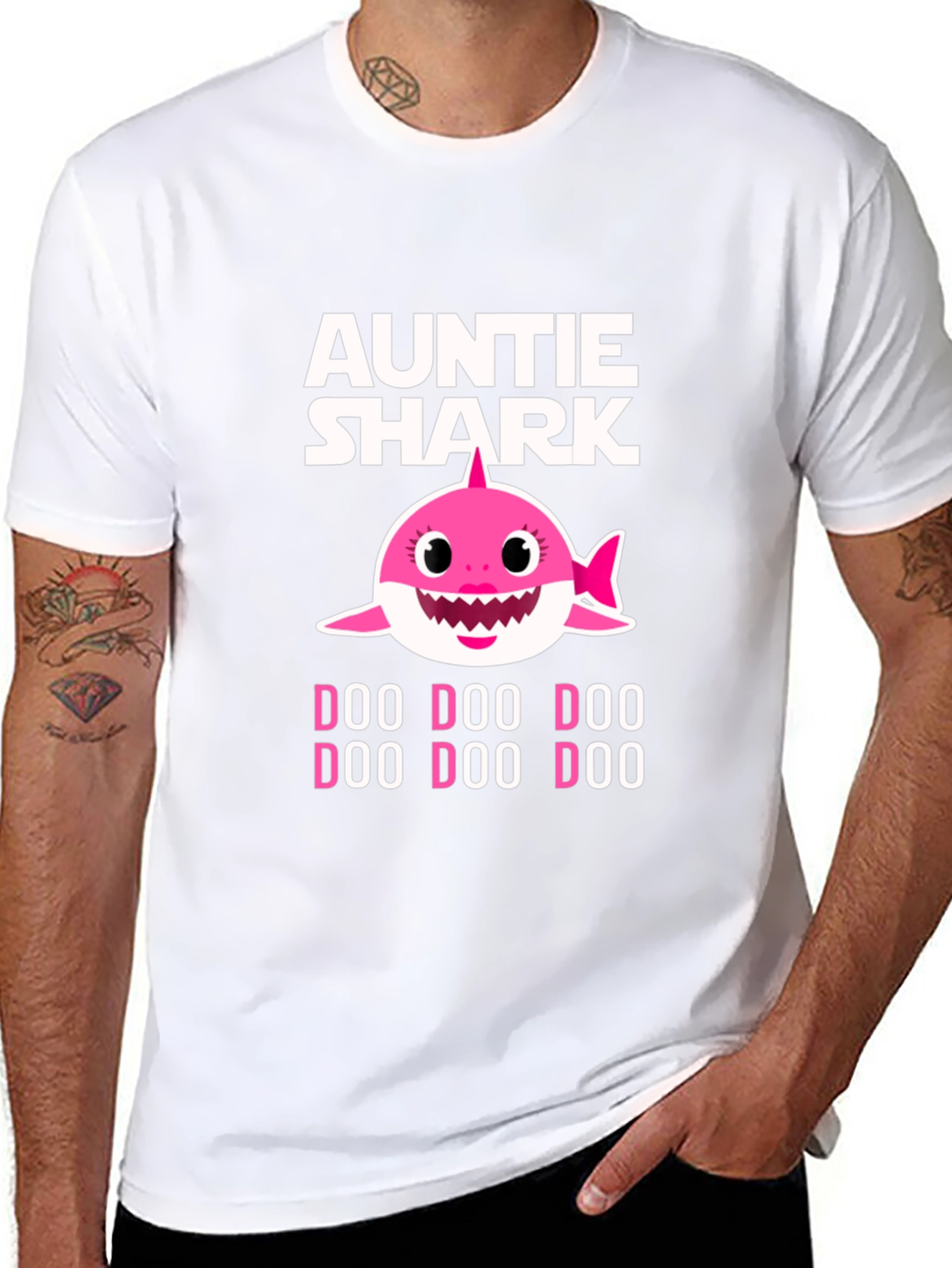 Auntie Shark Doo Doo Doo Funny Graphic T-Shirt