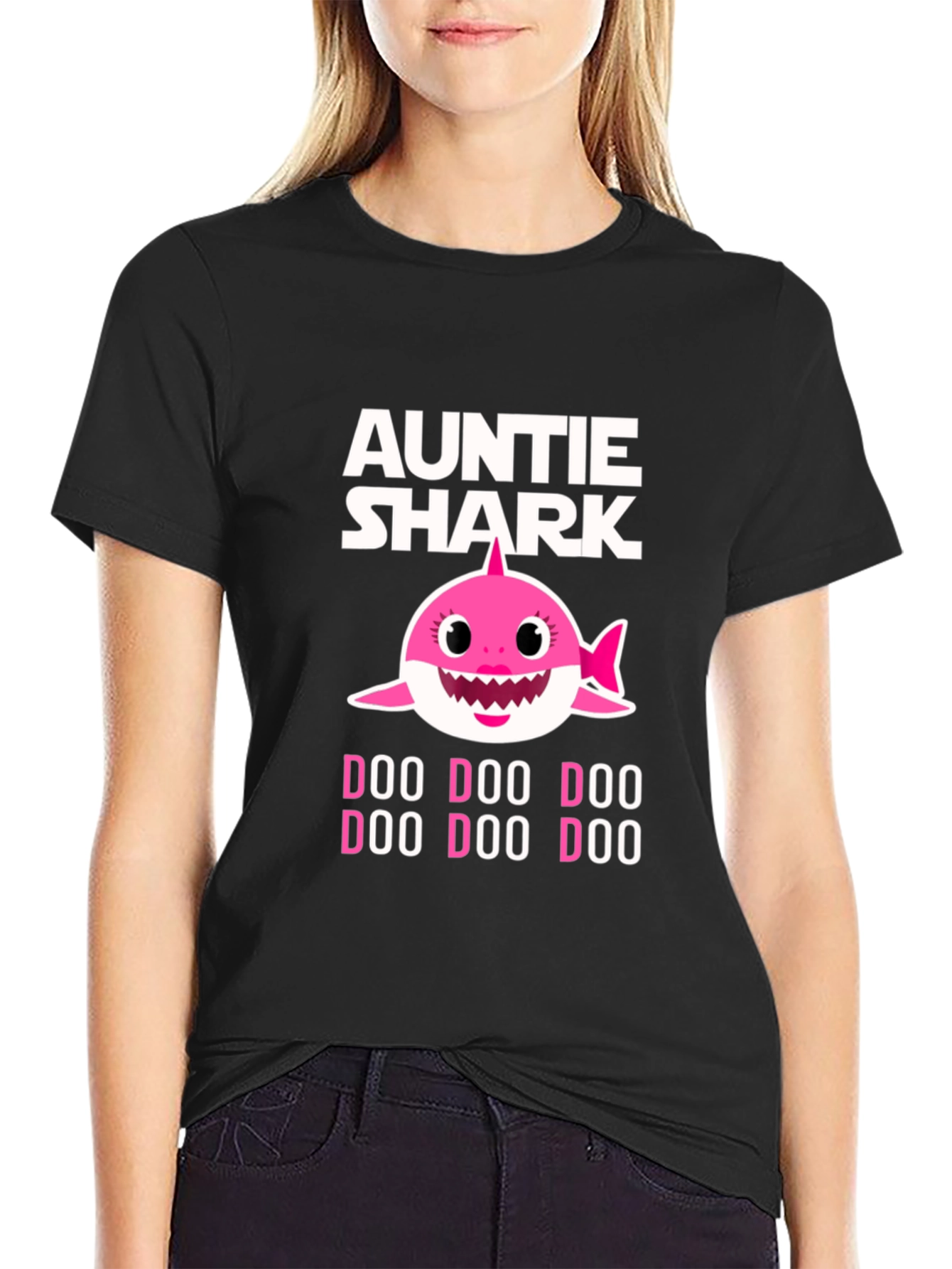 Auntie Shark Doo Doo Doo Funny Graphic T-Shirt