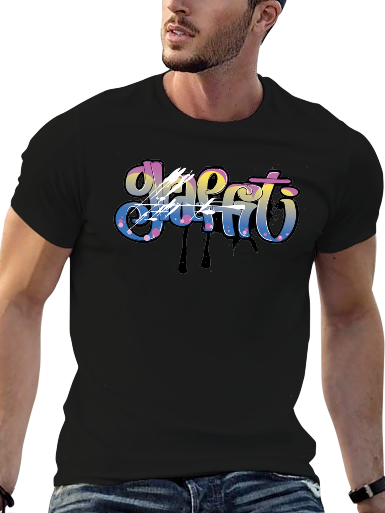 Graffiti Art Mens Black T-Shirt