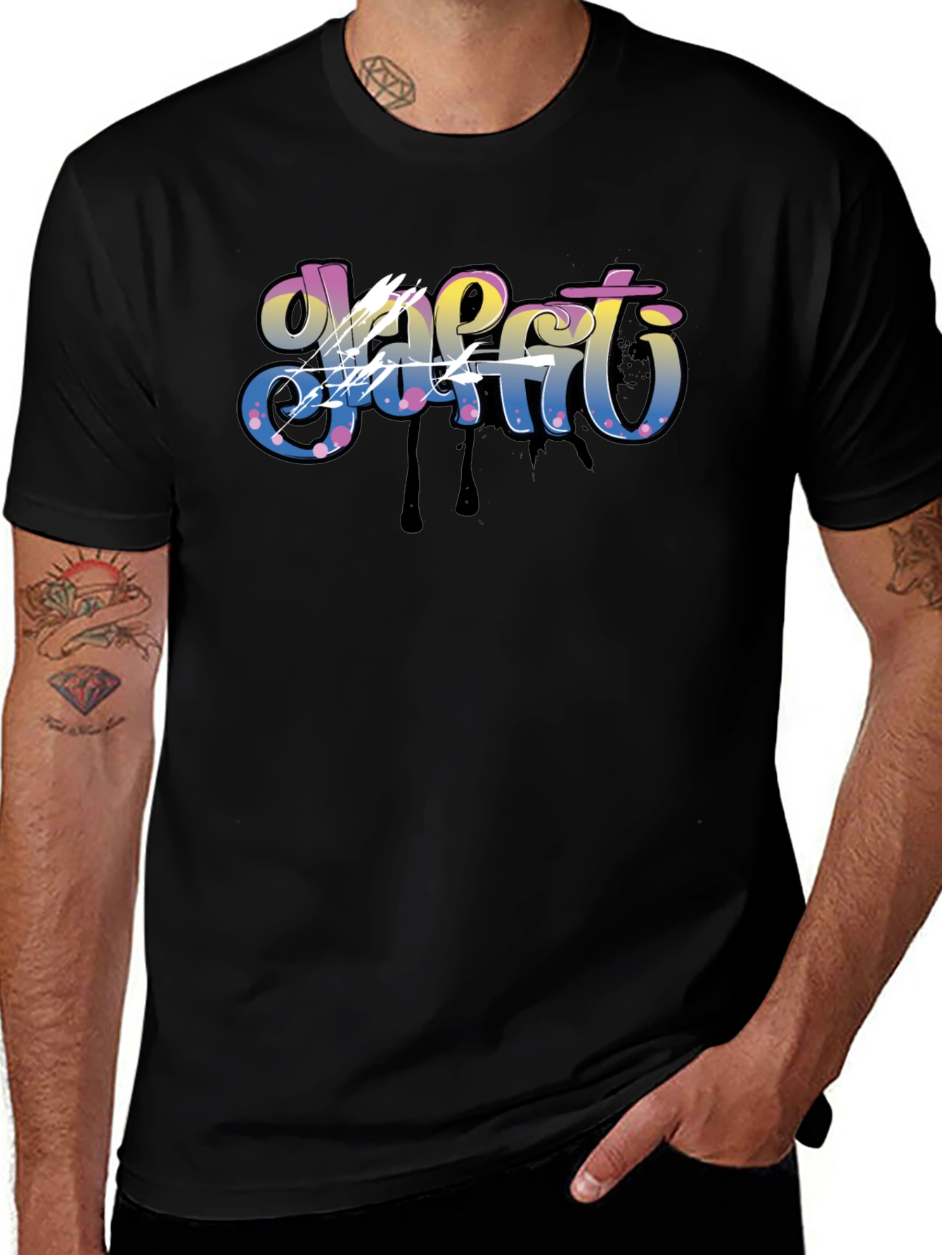 Graffiti Art Mens Black T-Shirt