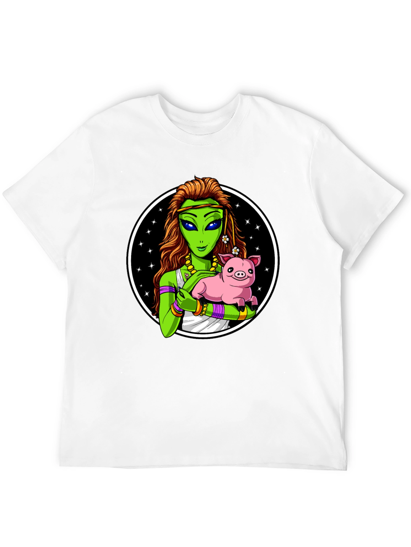 Alien Holding Pig T-Shirt - Unique Graphic Tee