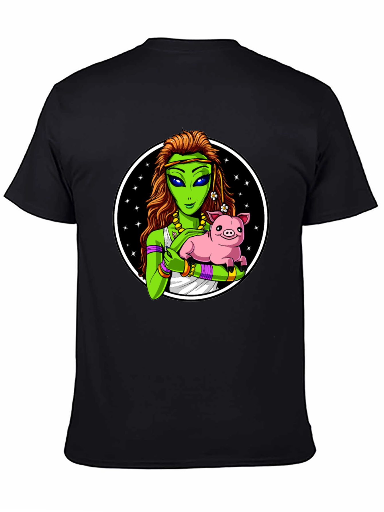 Alien Holding Pig T-Shirt - Unique Graphic Tee