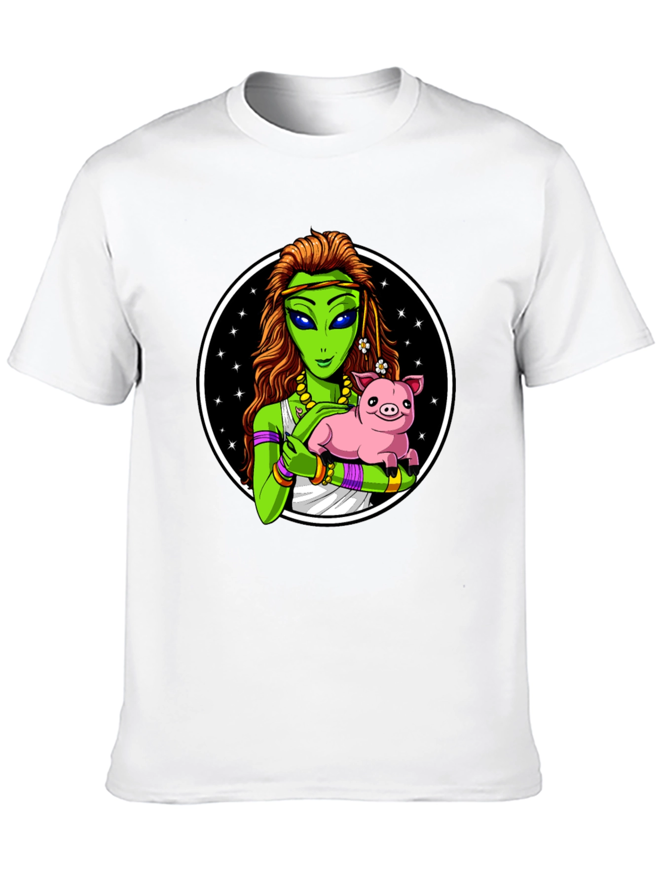 Alien Holding Pig T-Shirt - Unique Graphic Tee