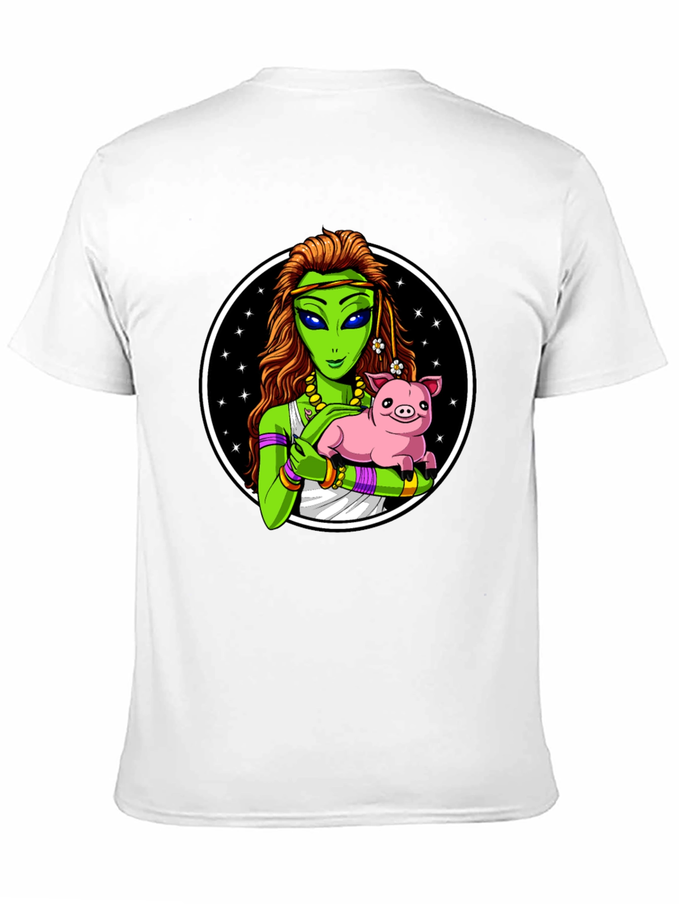 Alien Holding Pig T-Shirt - Unique Graphic Tee