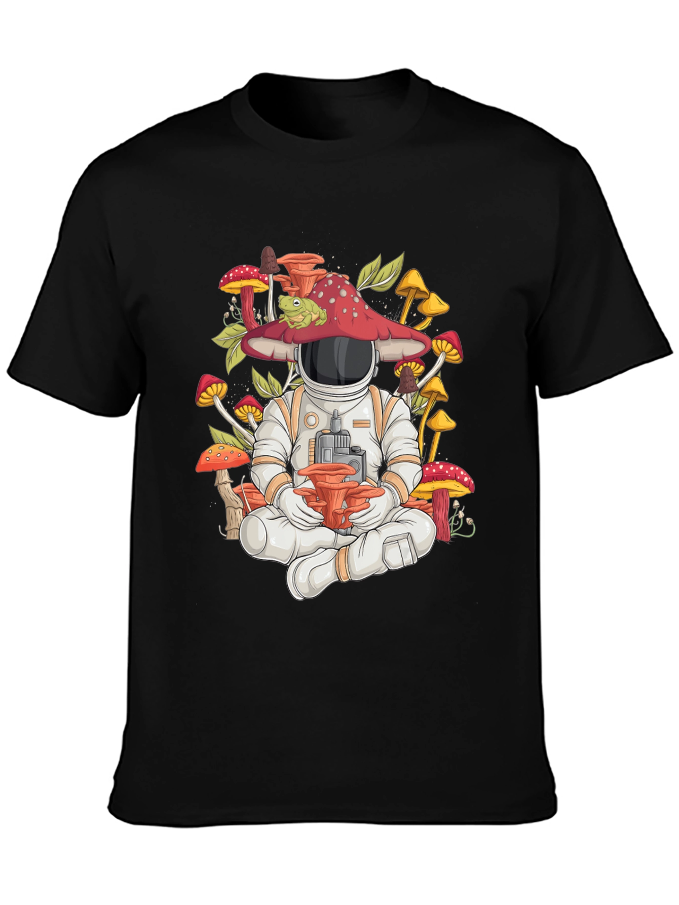 Astronaut Mushroom T-Shirt - Space & Nature Fusion