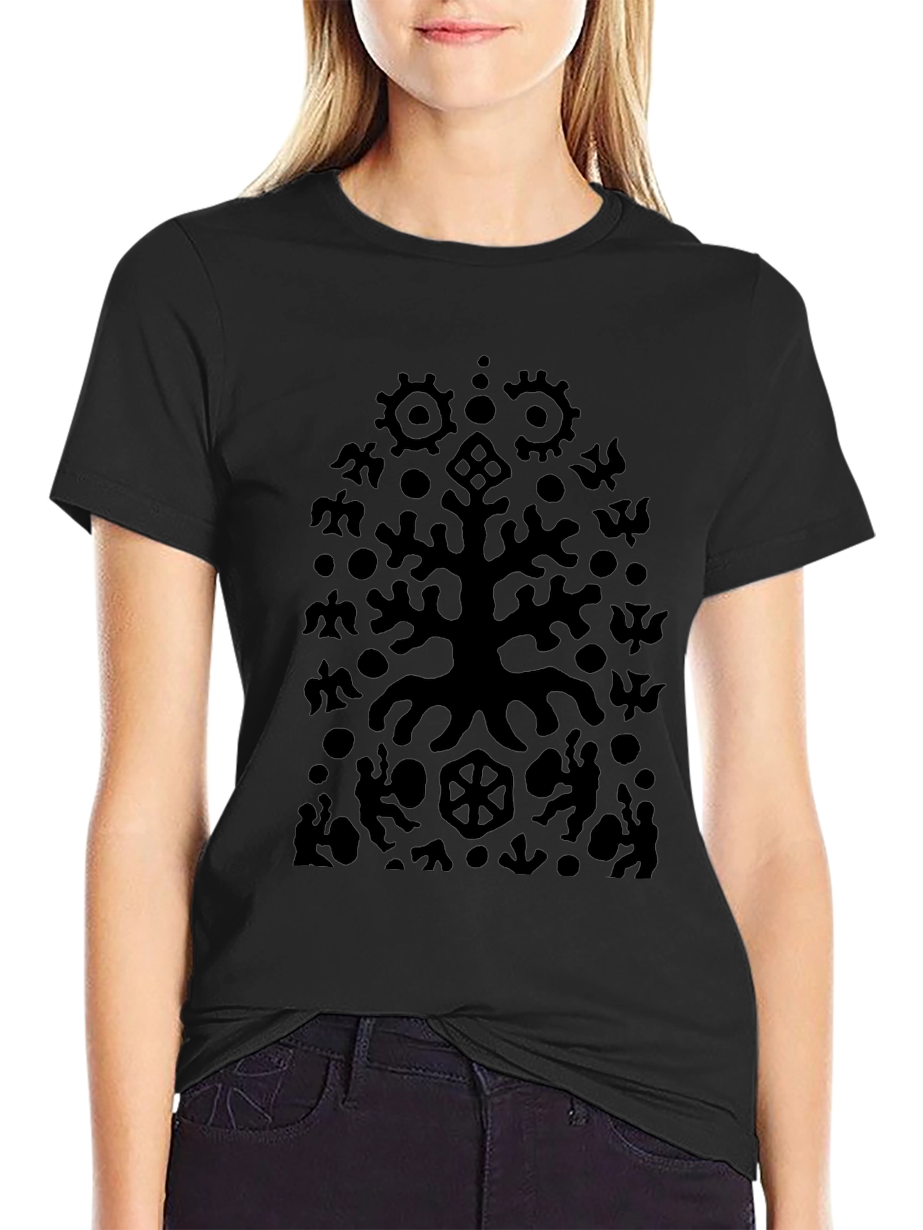 Abstract Tree Graphic Black Tee
