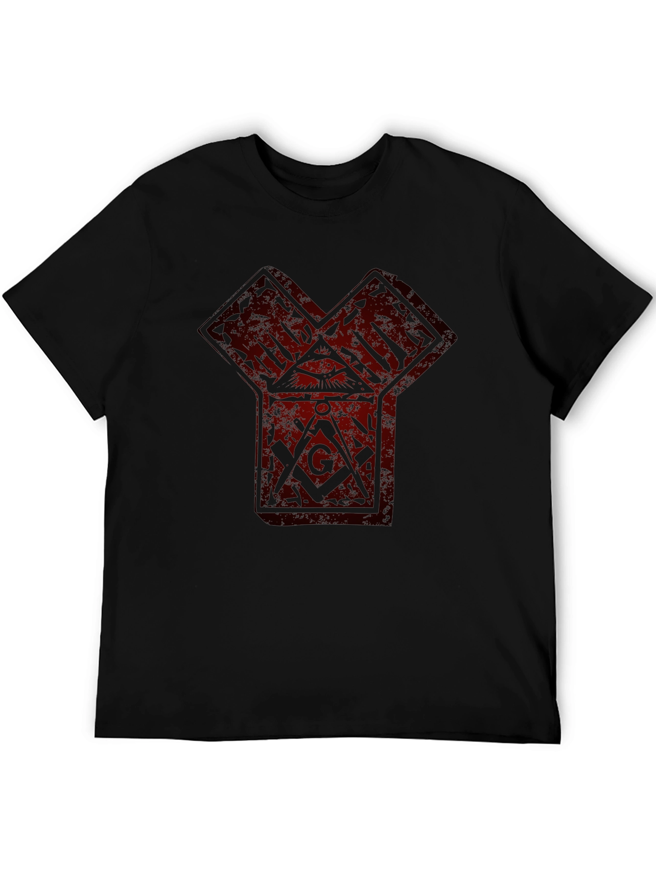 Graphic Print Tee - Freemasonry Symbol Black T-Shirt
