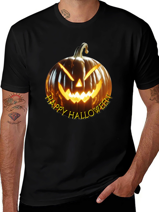 Happy Halloween Pumpkin Graphic Tee - Black