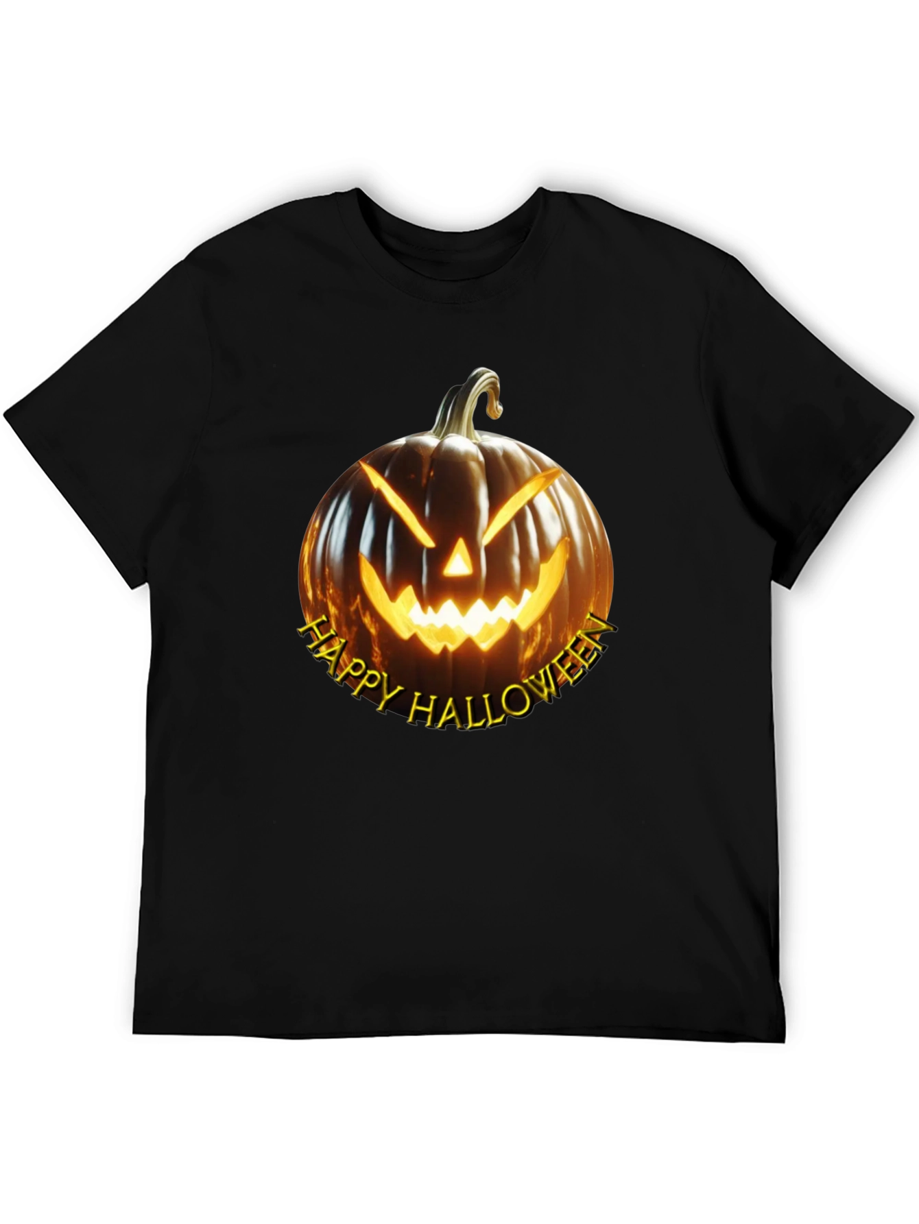 Happy Halloween Pumpkin Graphic Tee - Black