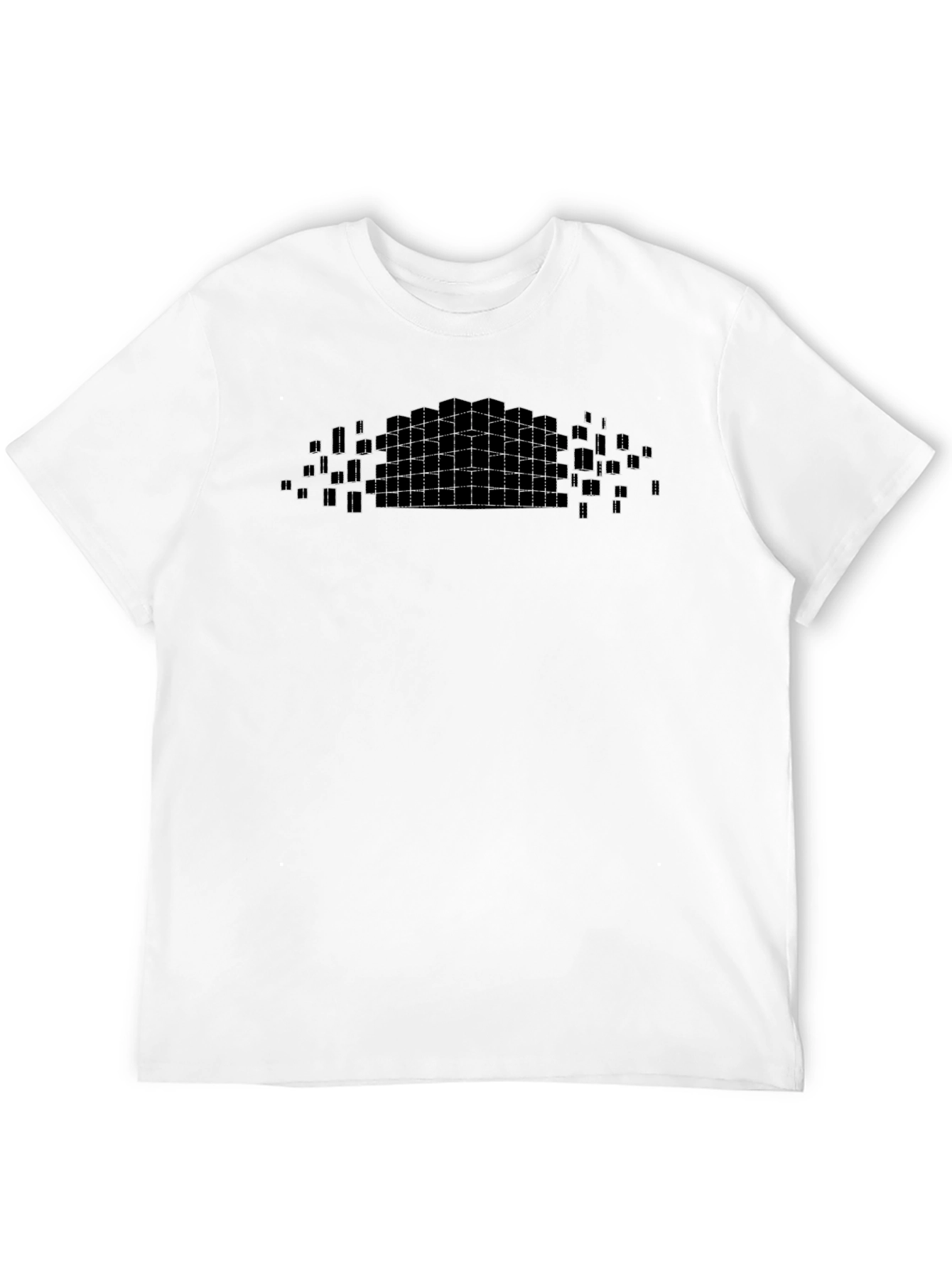 Geometric Cube Grid Black Graphic Tee