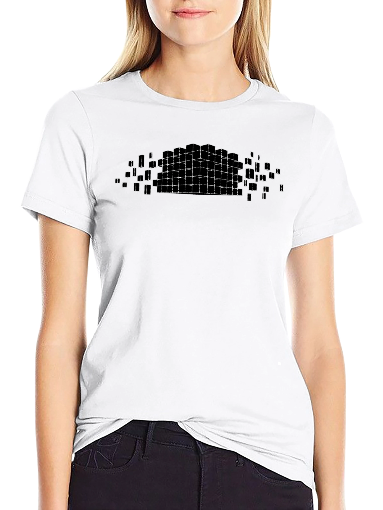 Geometric Cube Grid Black Graphic Tee