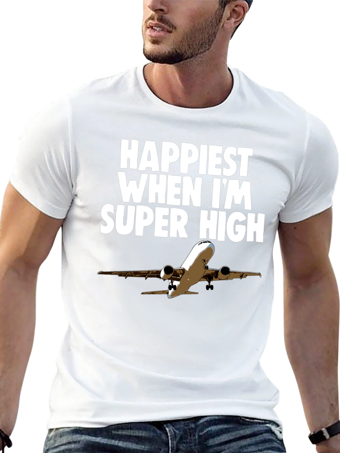 Happiest Super High Airplane Graphic T-Shirt