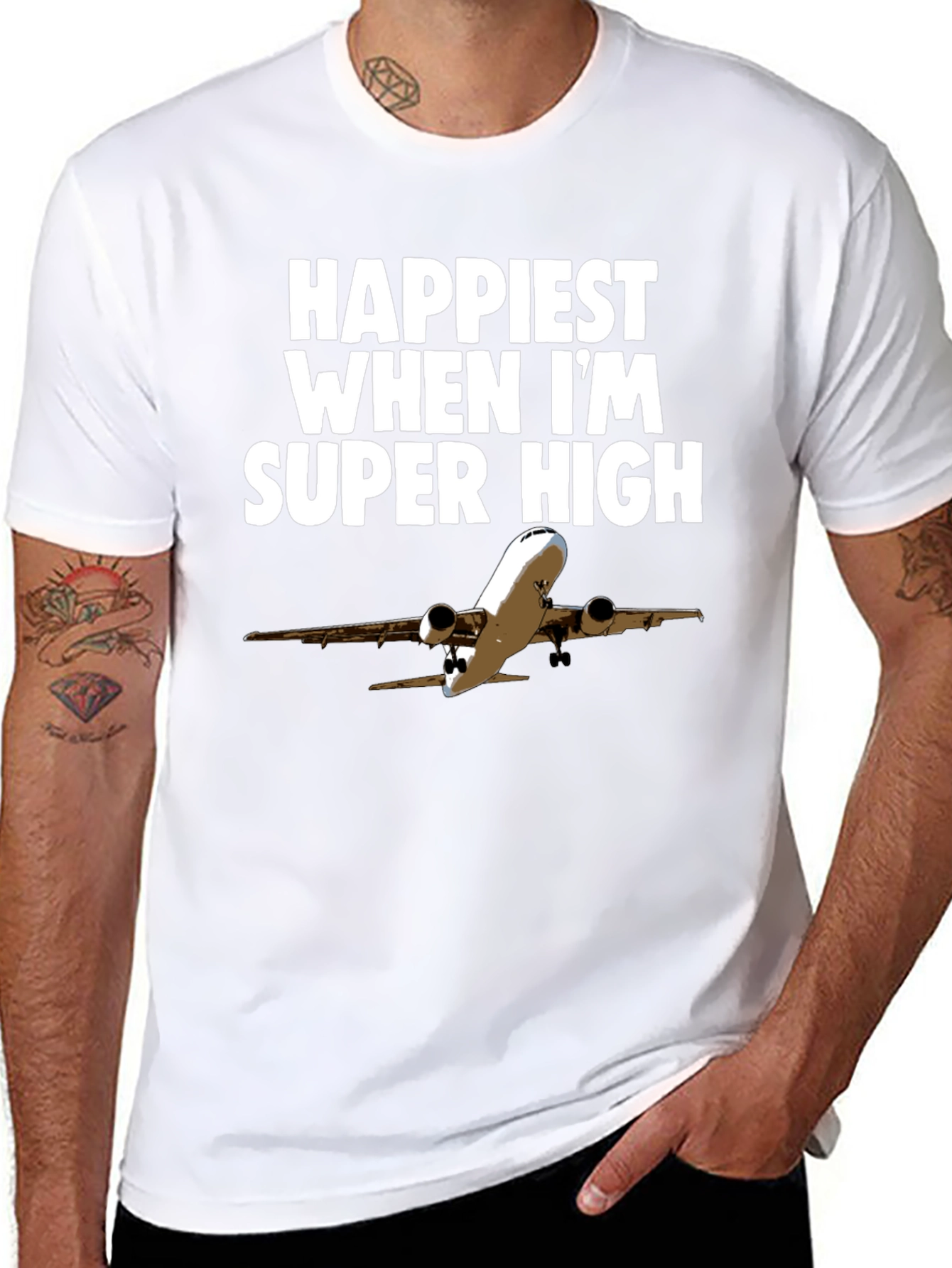 Happiest Super High Airplane Graphic T-Shirt