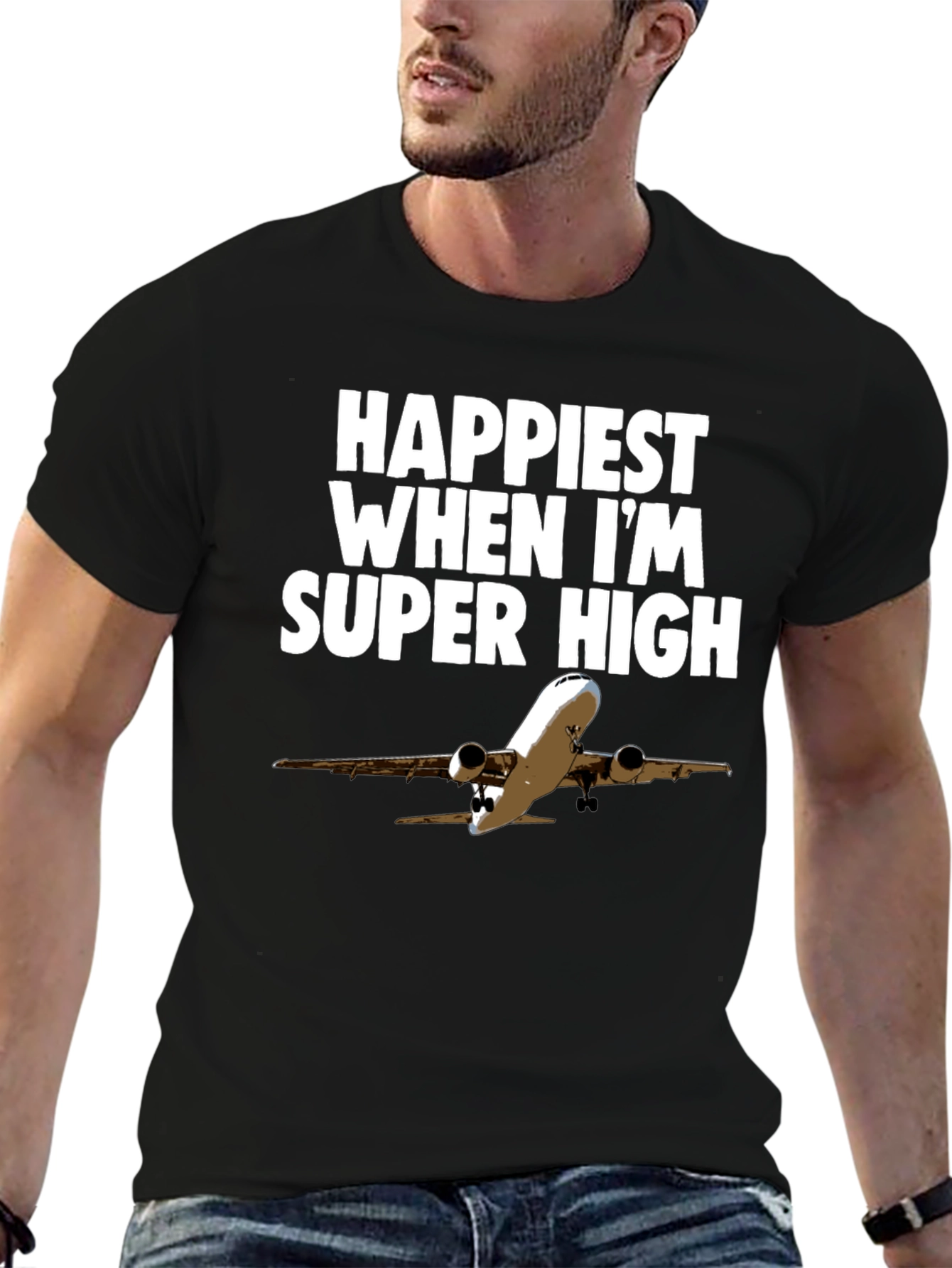 Happiest Super High Airplane Graphic T-Shirt