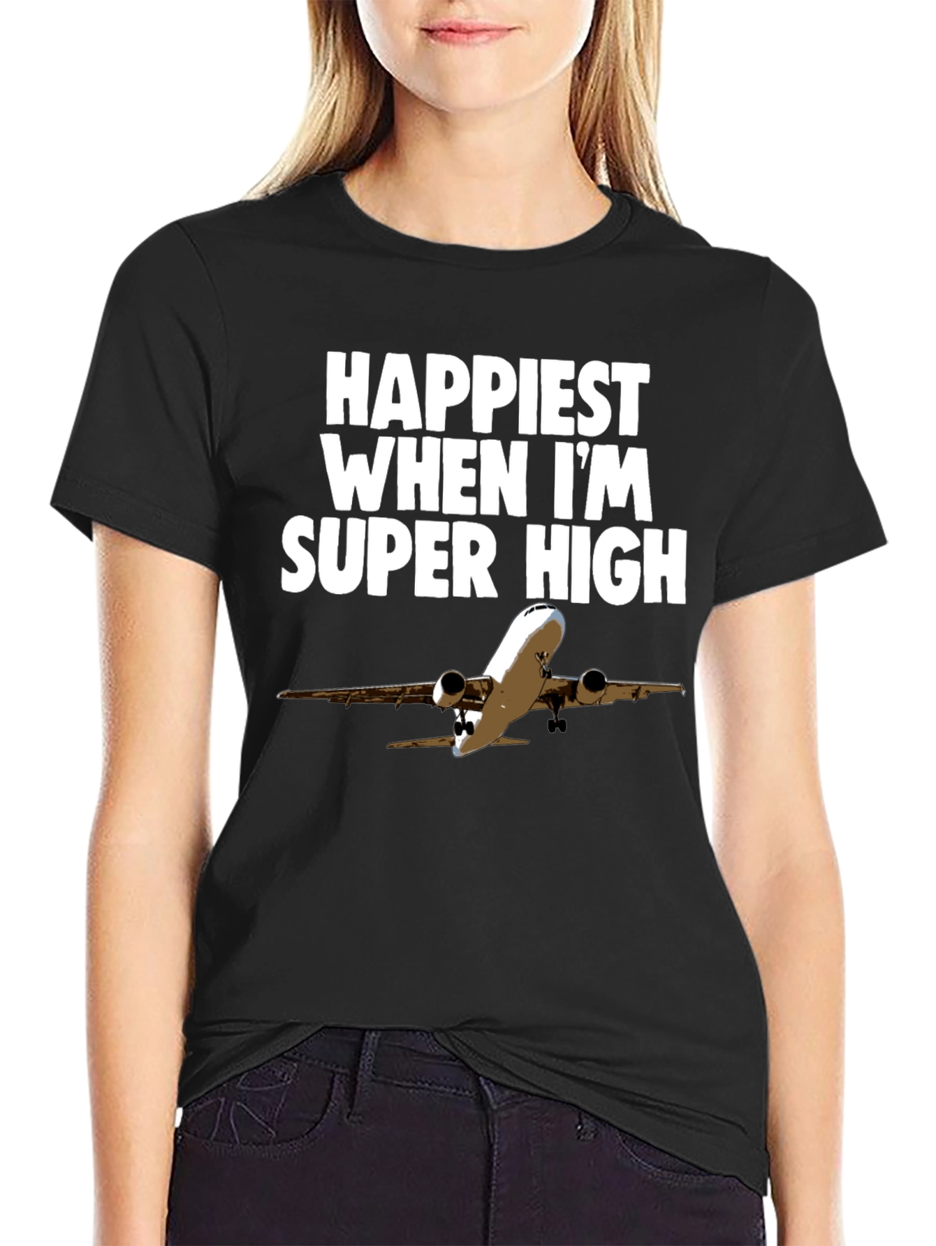 Happiest Super High Airplane Graphic T-Shirt