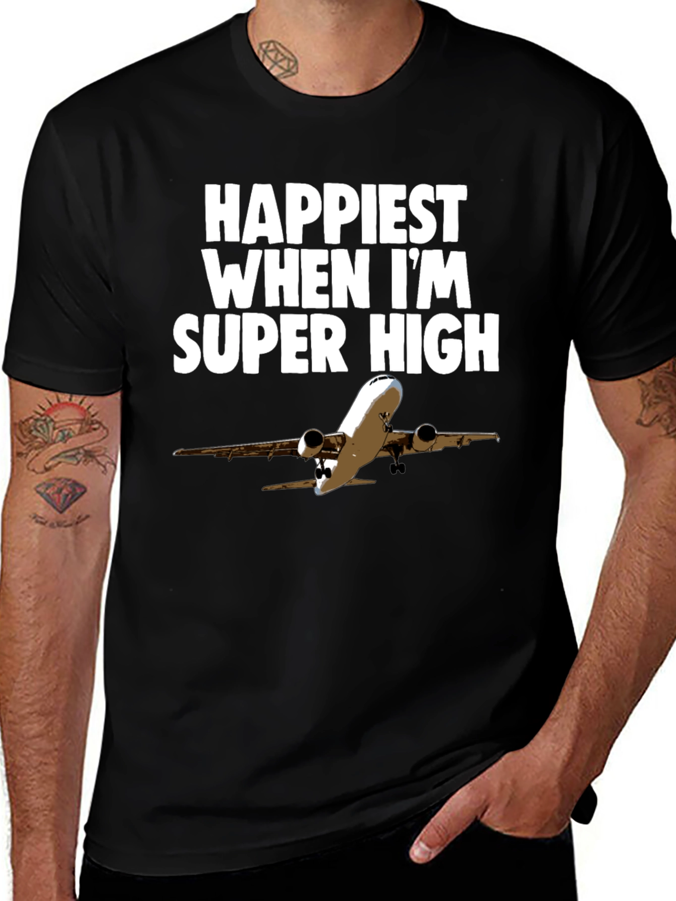 Happiest Super High Airplane Graphic T-Shirt