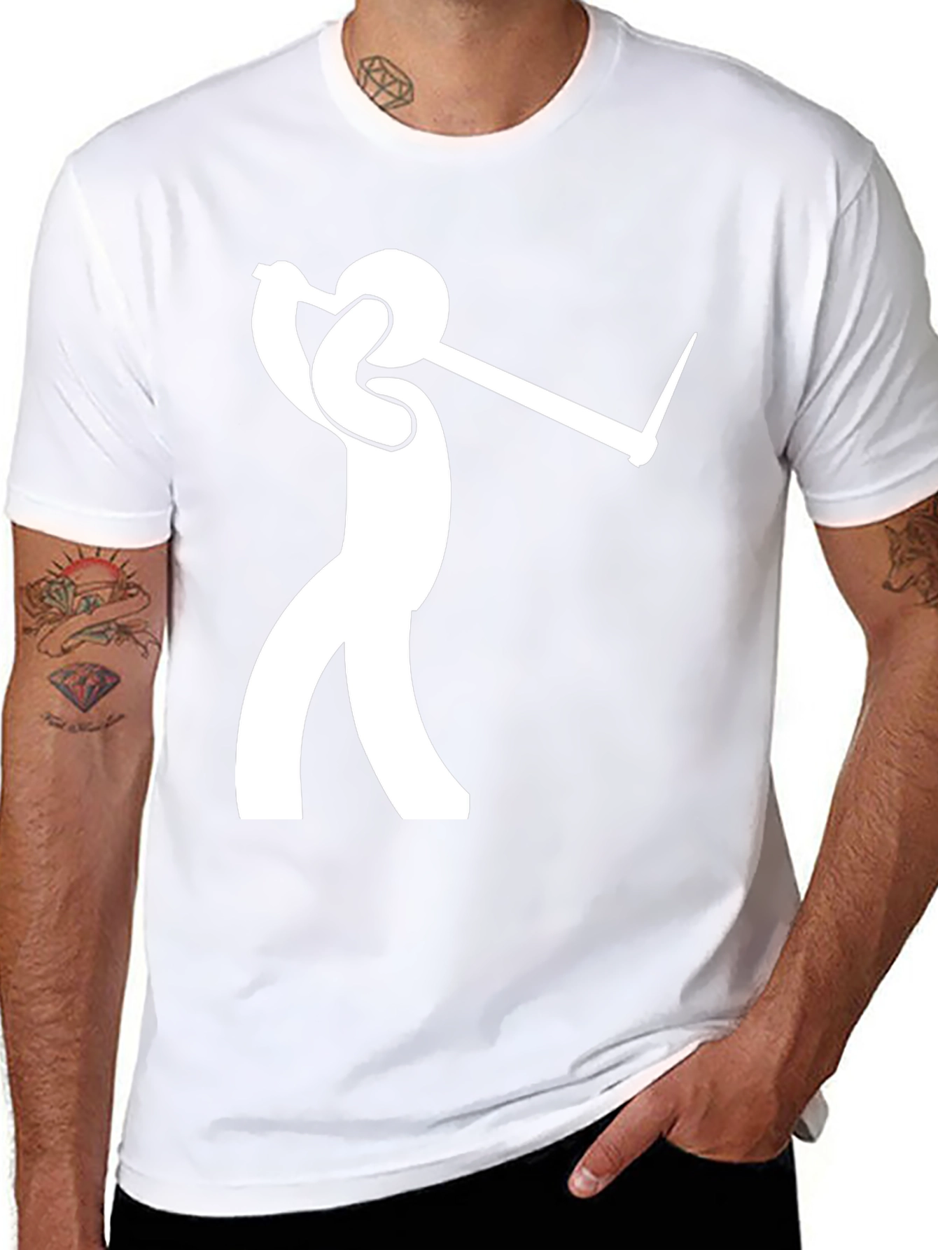 Golfing Stick Figure Black T-Shirt