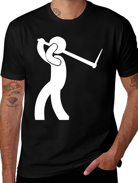 Golfing Stick Figure Black T-Shirt