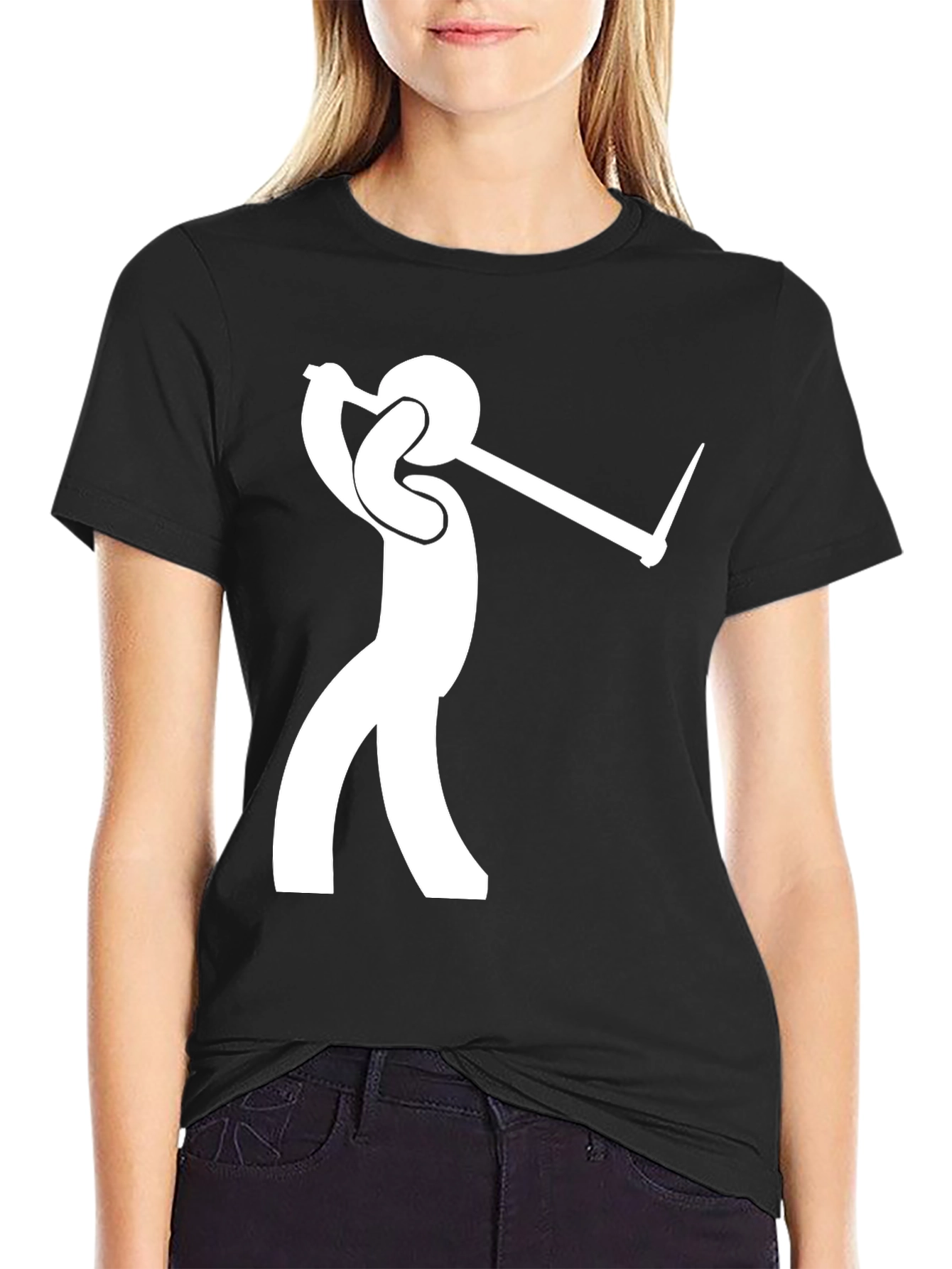 Golfing Stick Figure Black T-Shirt