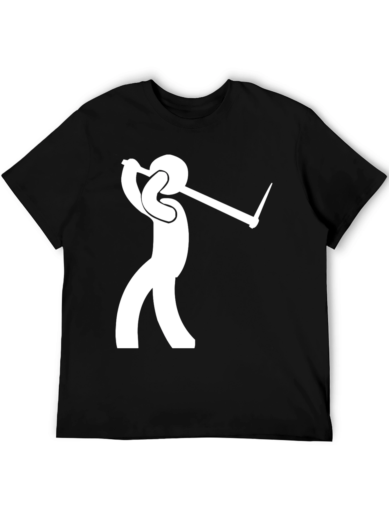 Golfing Stick Figure Black T-Shirt