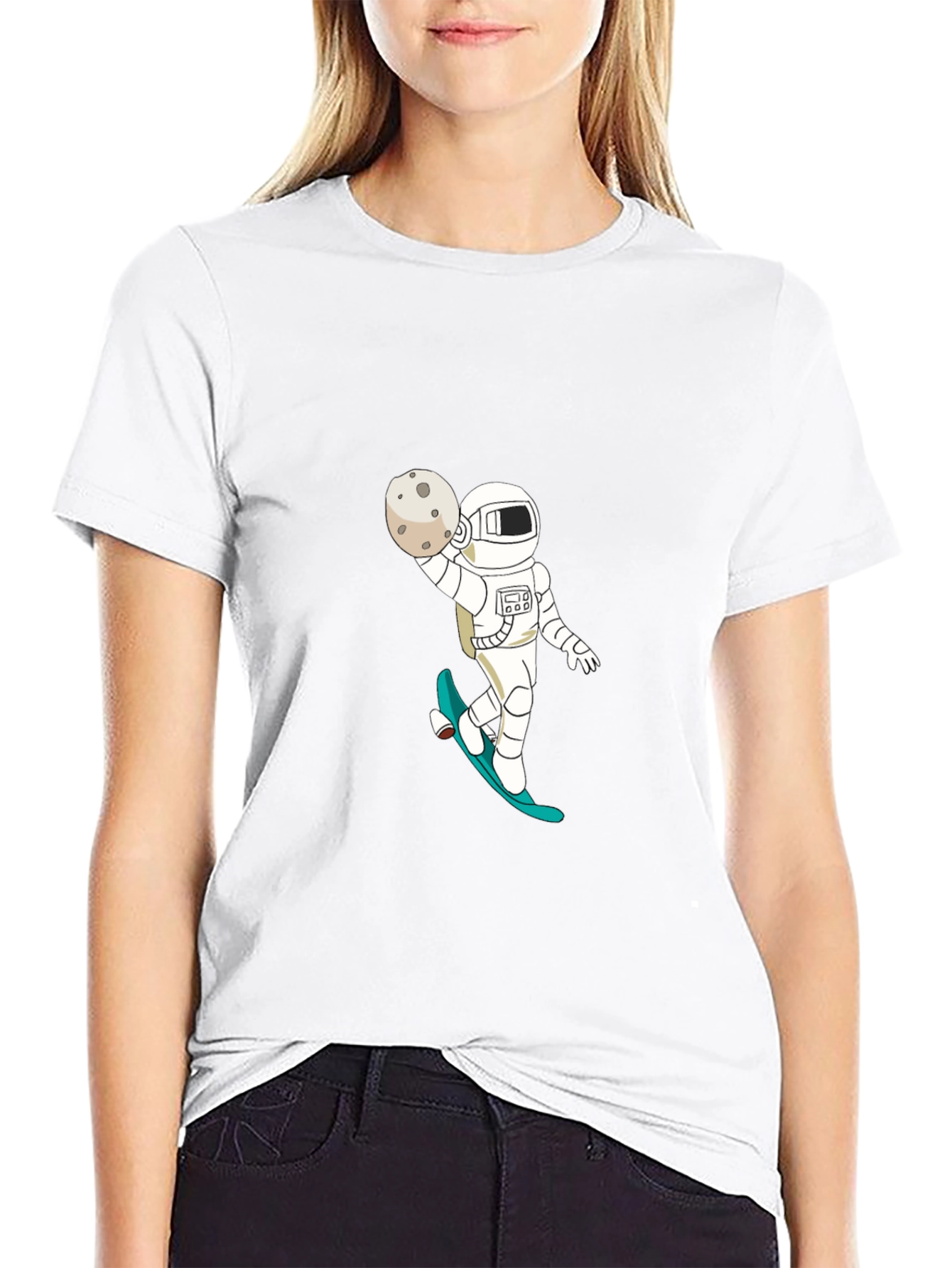 Astronaut Skateboard Black T-Shirt