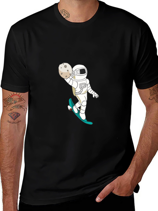 Astronaut Skateboard Black T-Shirt