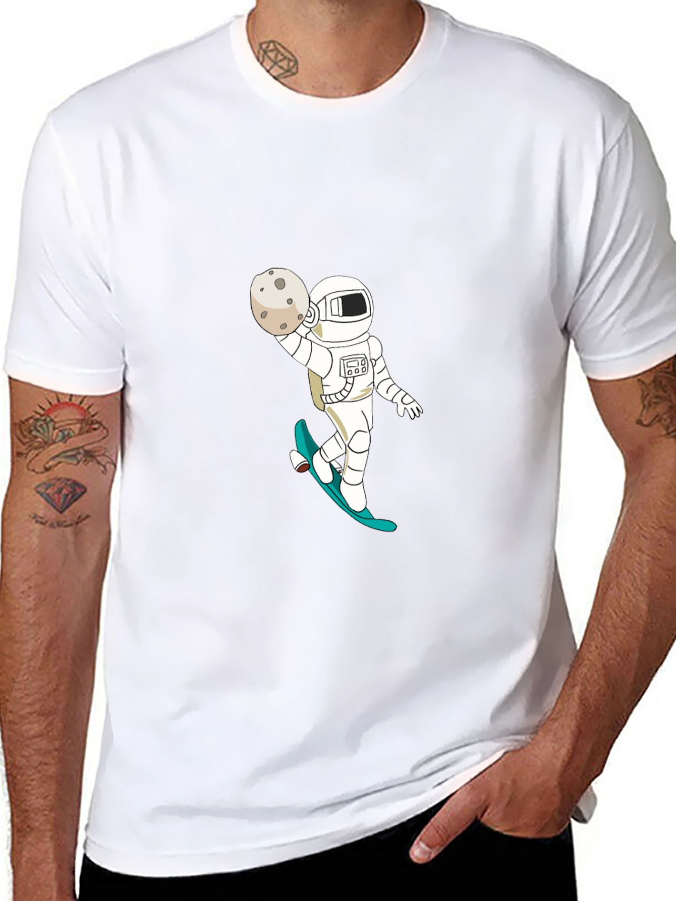 Astronaut Skateboard Black T-Shirt