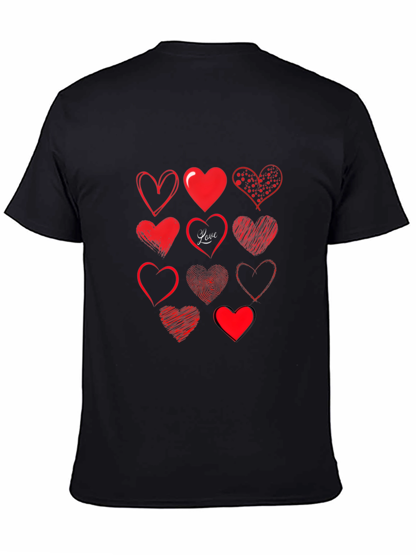 Heart Print Graphic Tee - Black