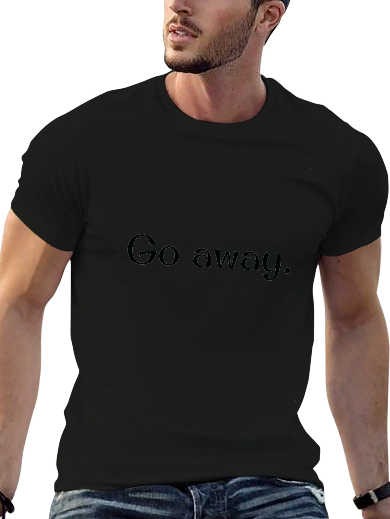Go Away Graphic T-Shirt - Black Casual Tee