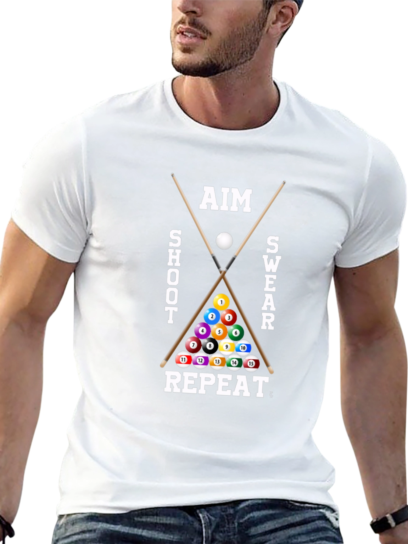 Aim Shoot Swear Repeat - Billiards T-Shirt