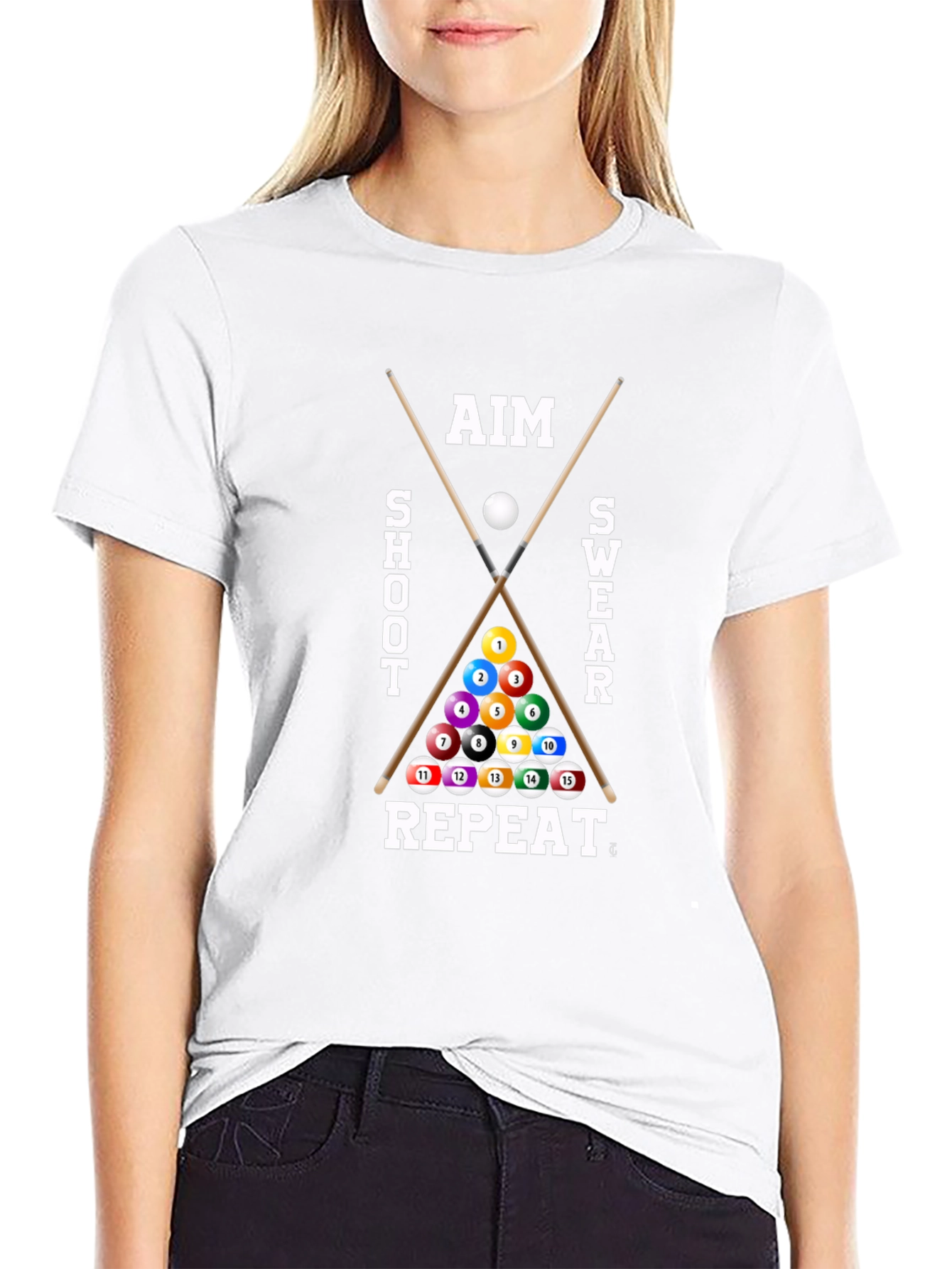 Aim Shoot Swear Repeat - Billiards T-Shirt