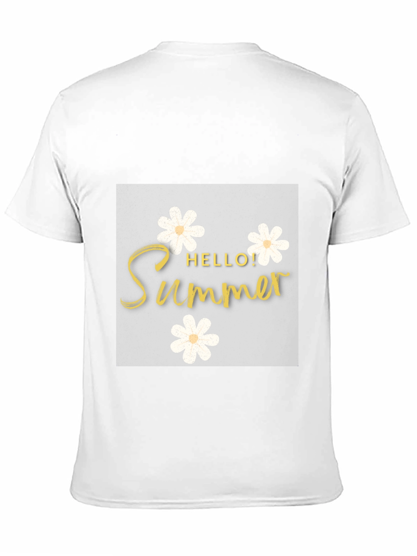 Hello Summer Black T-Shirt with Floral Design