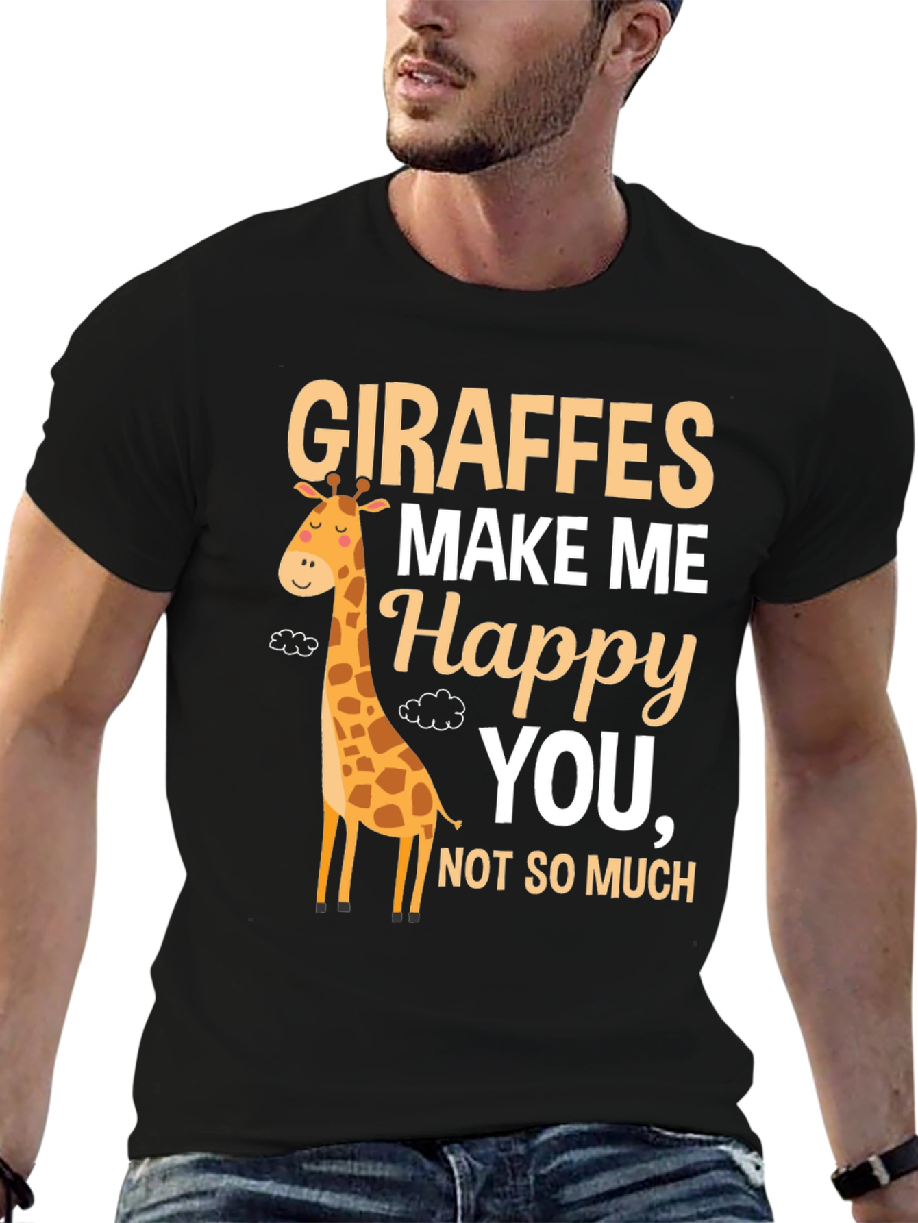 Giraffes Make Me Happy T-Shirt Cute Animal Tee
