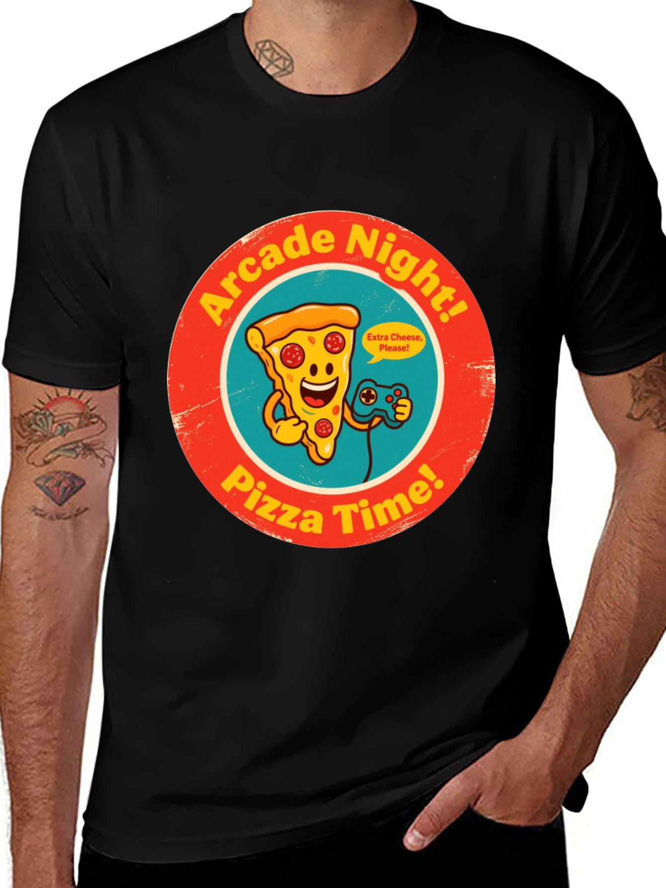 Arcade Night Pizza Time Graphic Tee